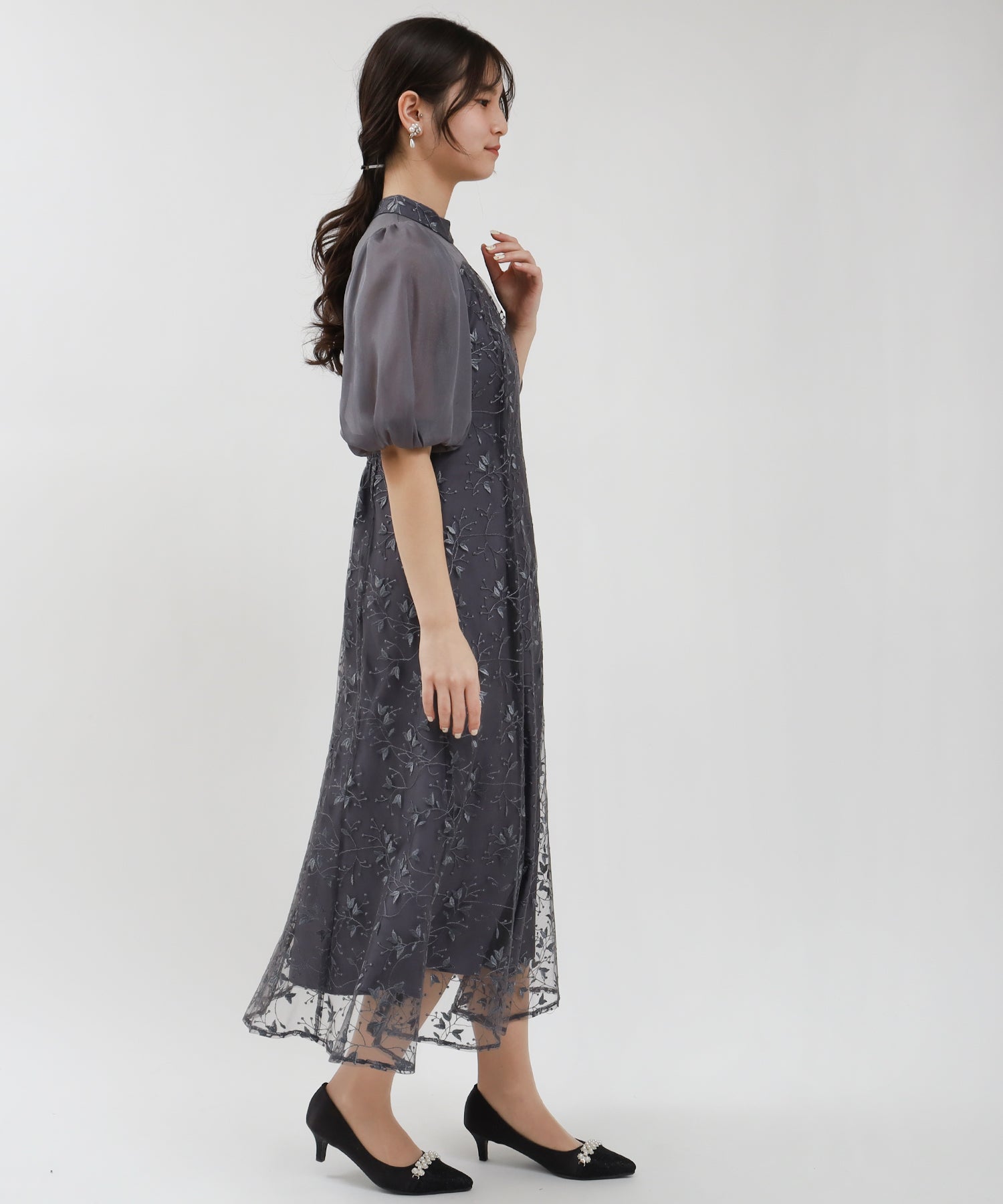 チャコール model:160㎝/骨格ウェーブ 着用サイズ:M