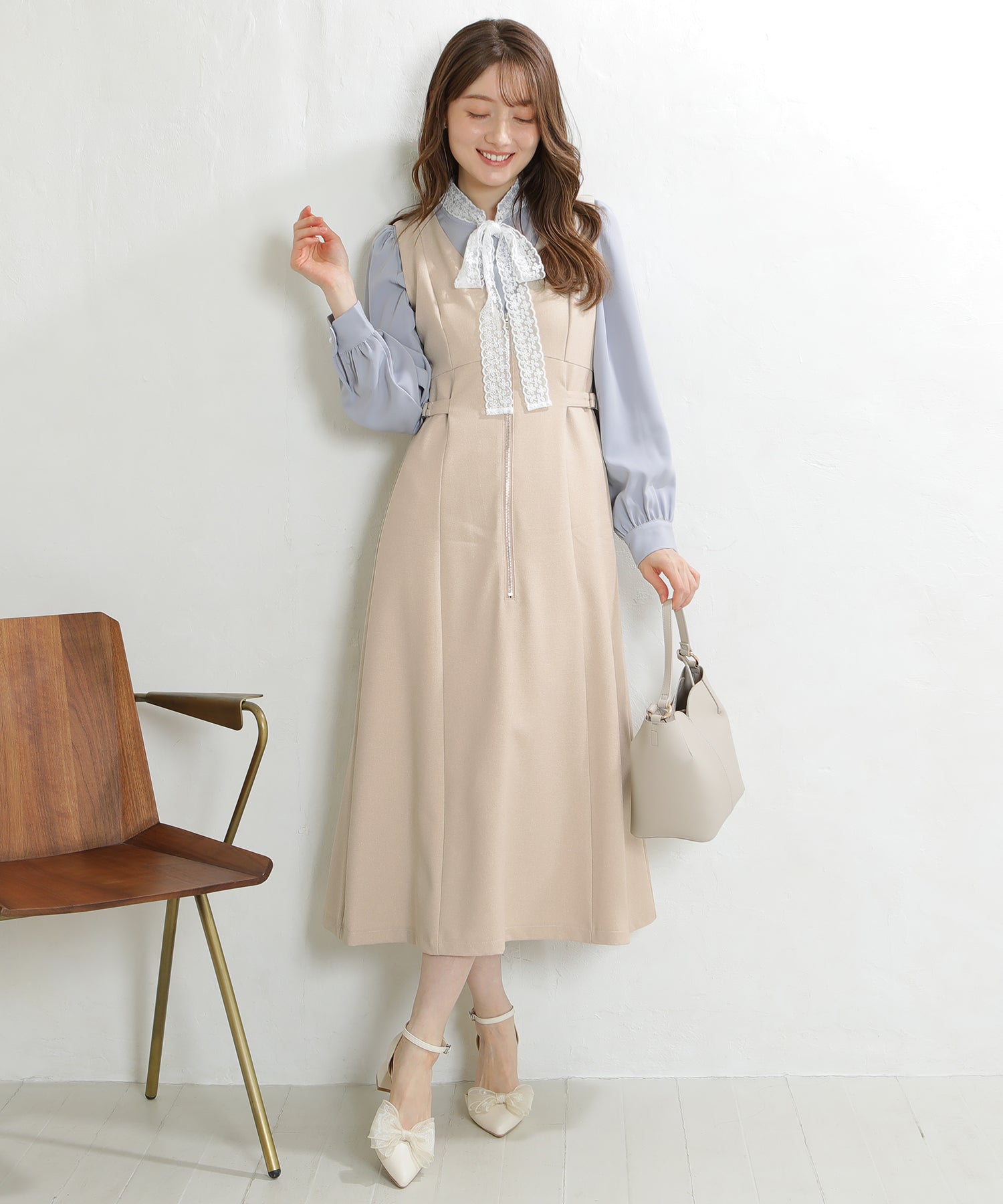 ベージュ model:163cm 着用サイズ:M
