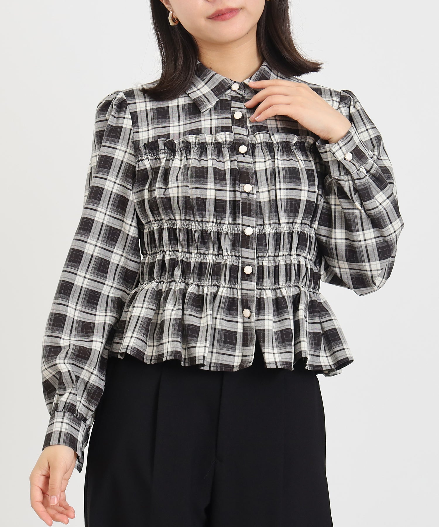 ブラック(チェック) model:156 着用サイズ:M