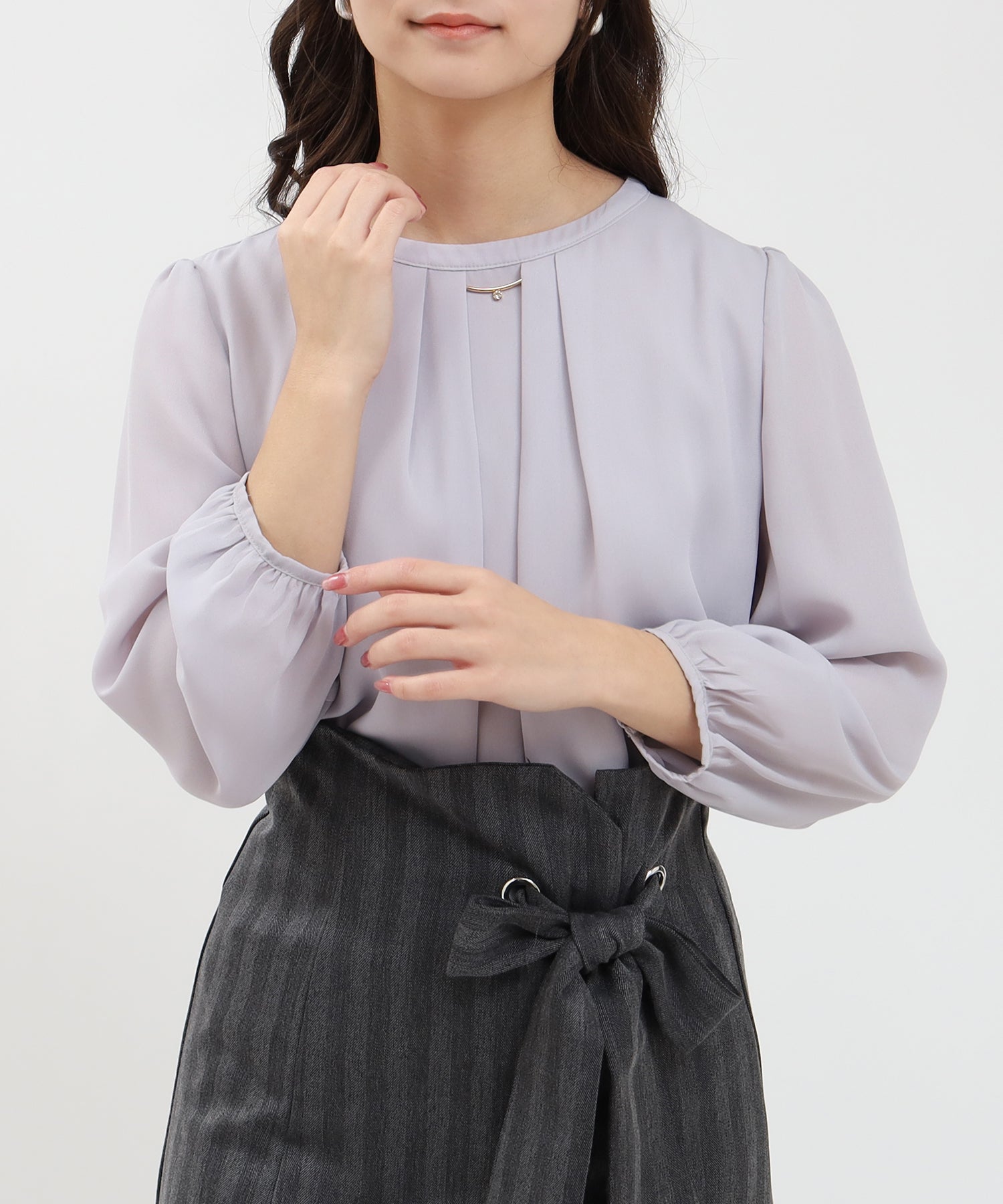 ライトグレー model:160cm/骨格ウェーブ 着用サイズ:M