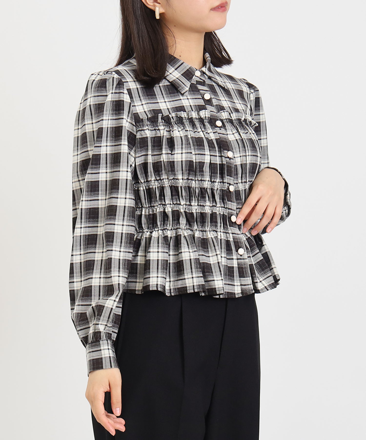 ブラック(チェック) model:156 着用サイズ:M