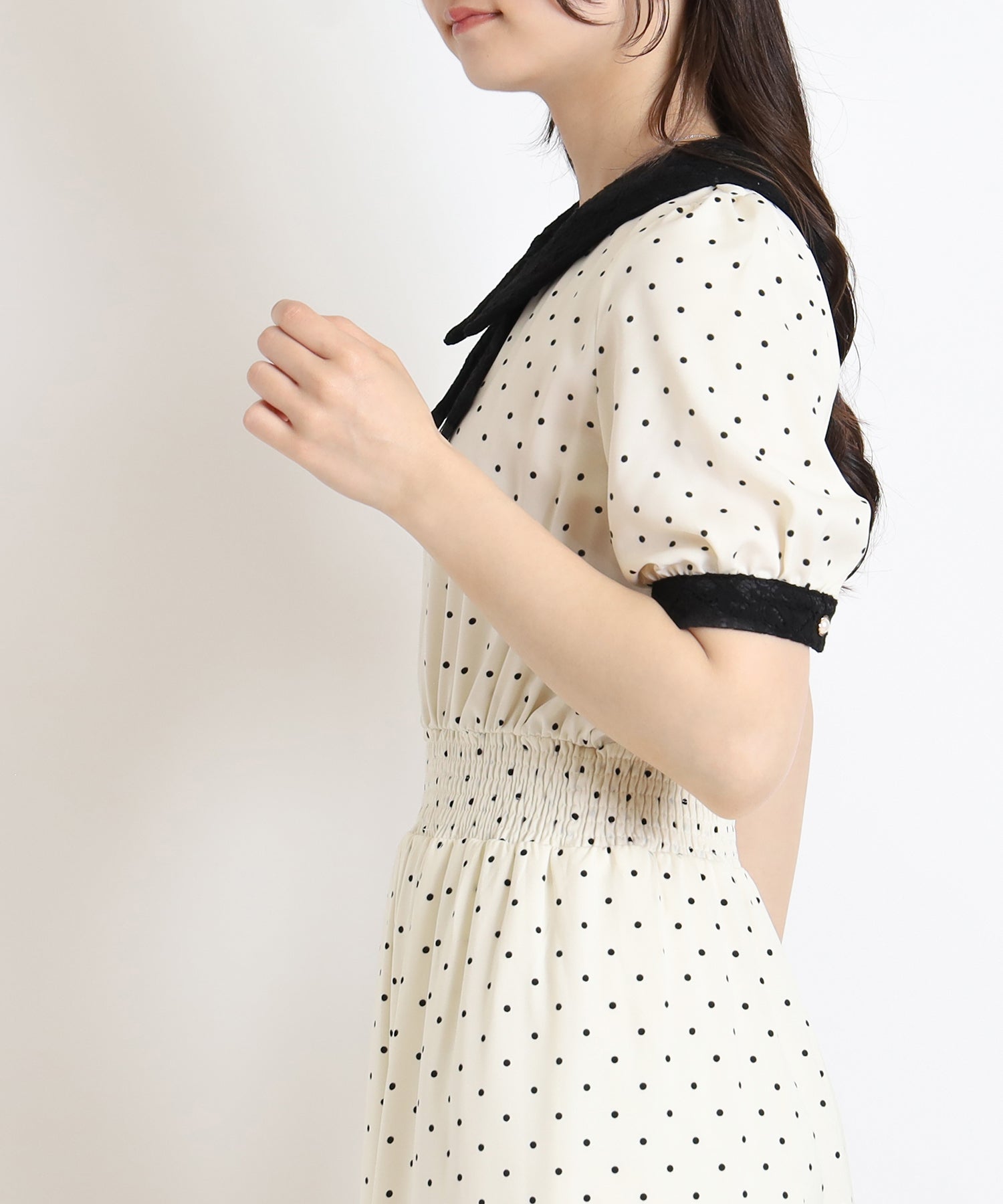 ホワイト×ブラック(ドット) model:160cm 着用サイズ:M