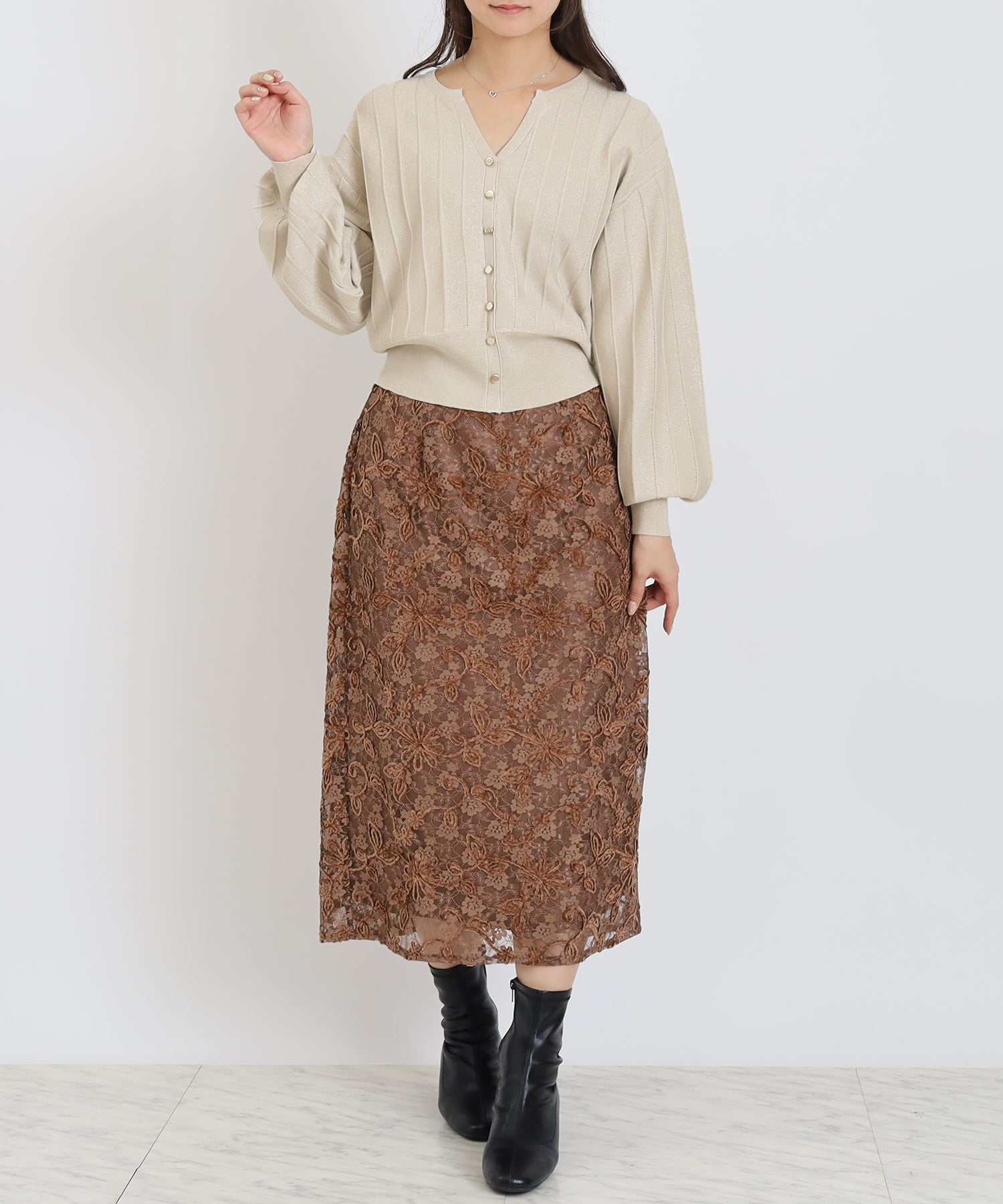 ベージュ model:160cm 着用サイズ:M