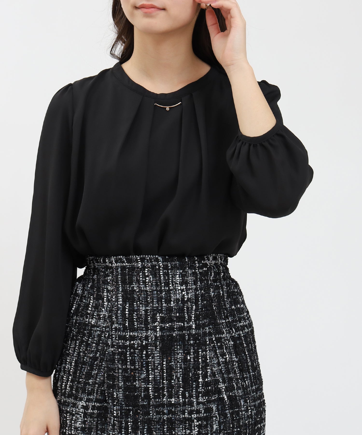 ブラック model:160cm/骨格ウェーブ 着用サイズ:M