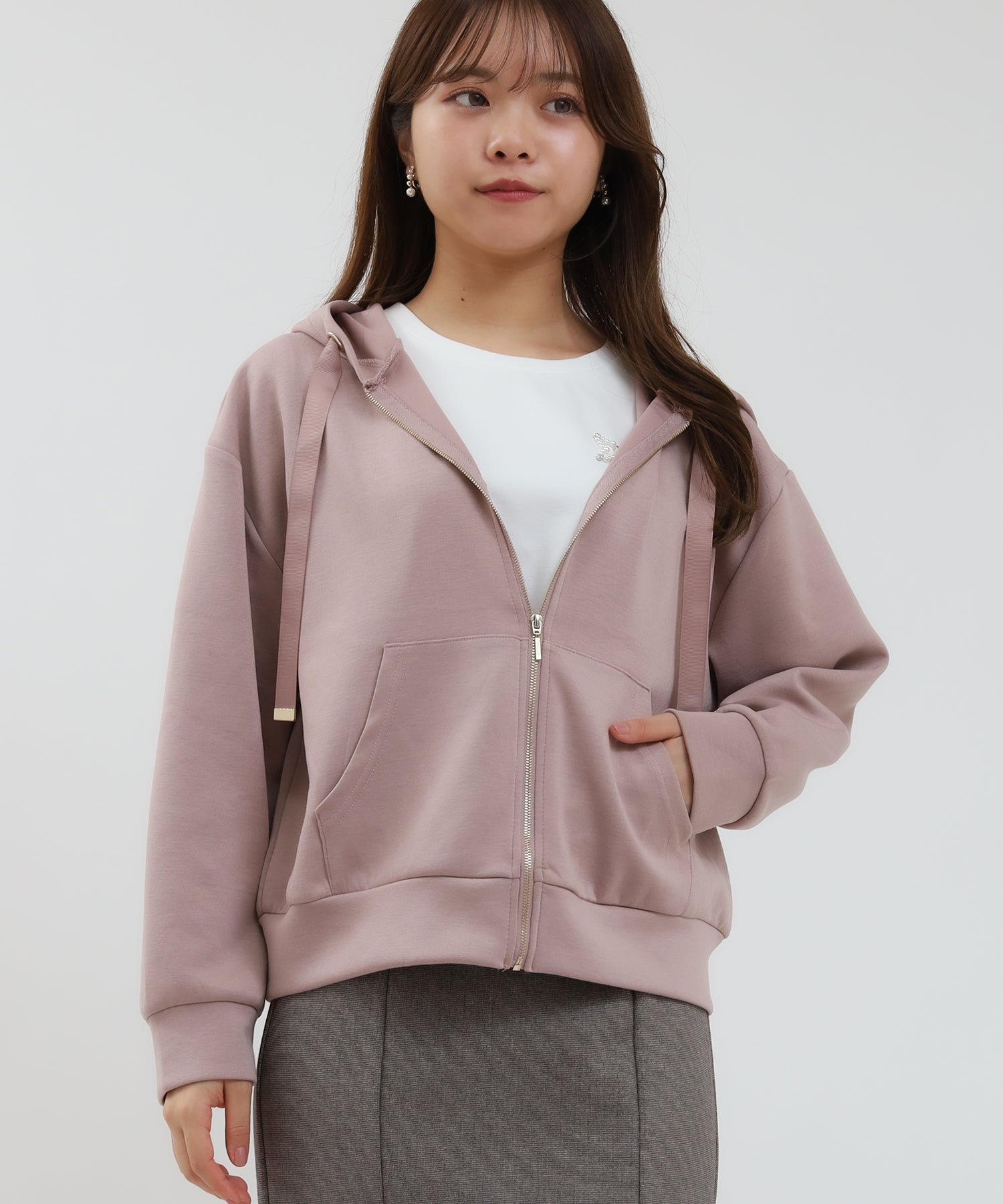 ピンクベージュ model:155 着用サイズ:M