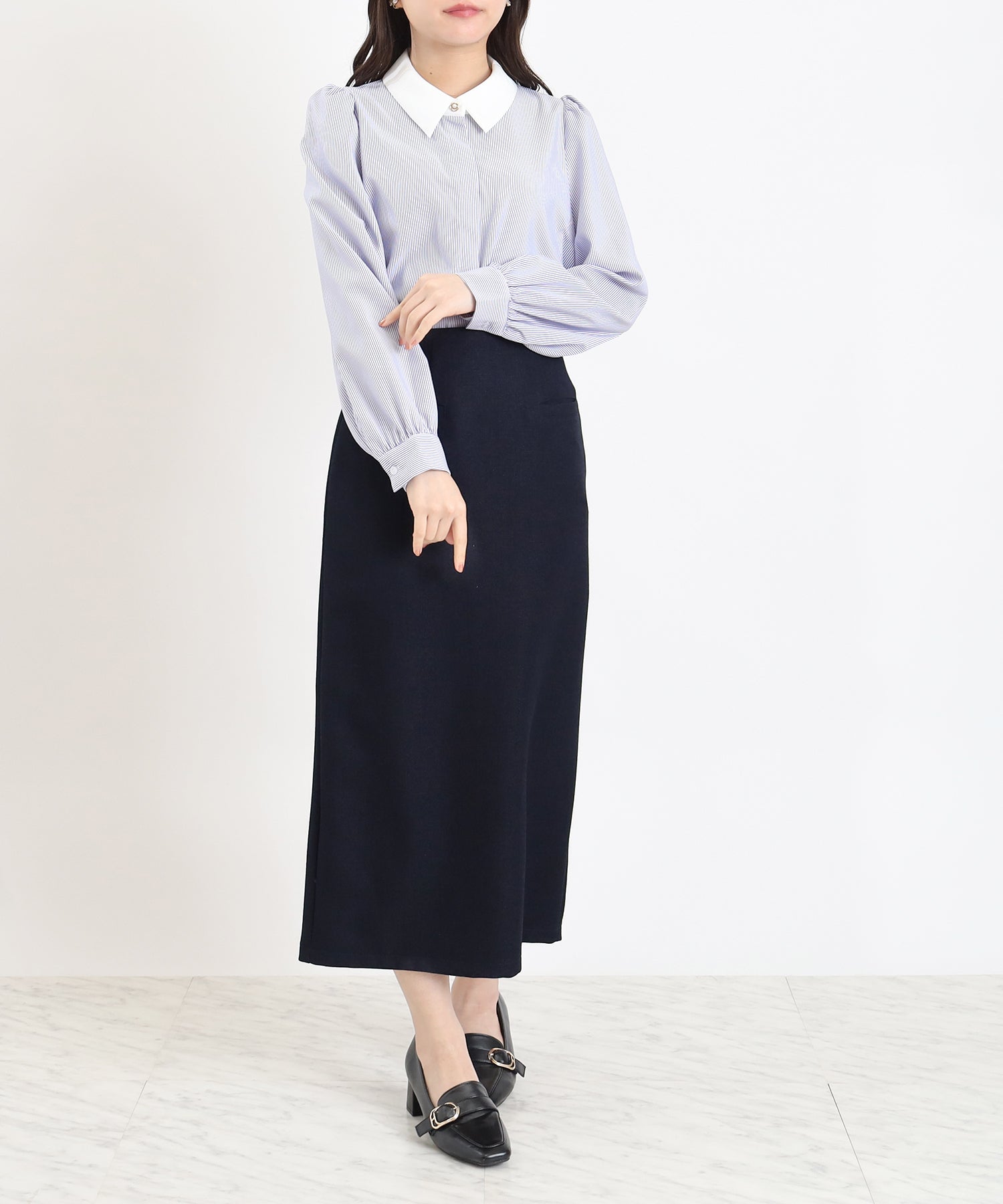 ホワイト×ブルー model:156 着用サイズ:M ボウタイなし