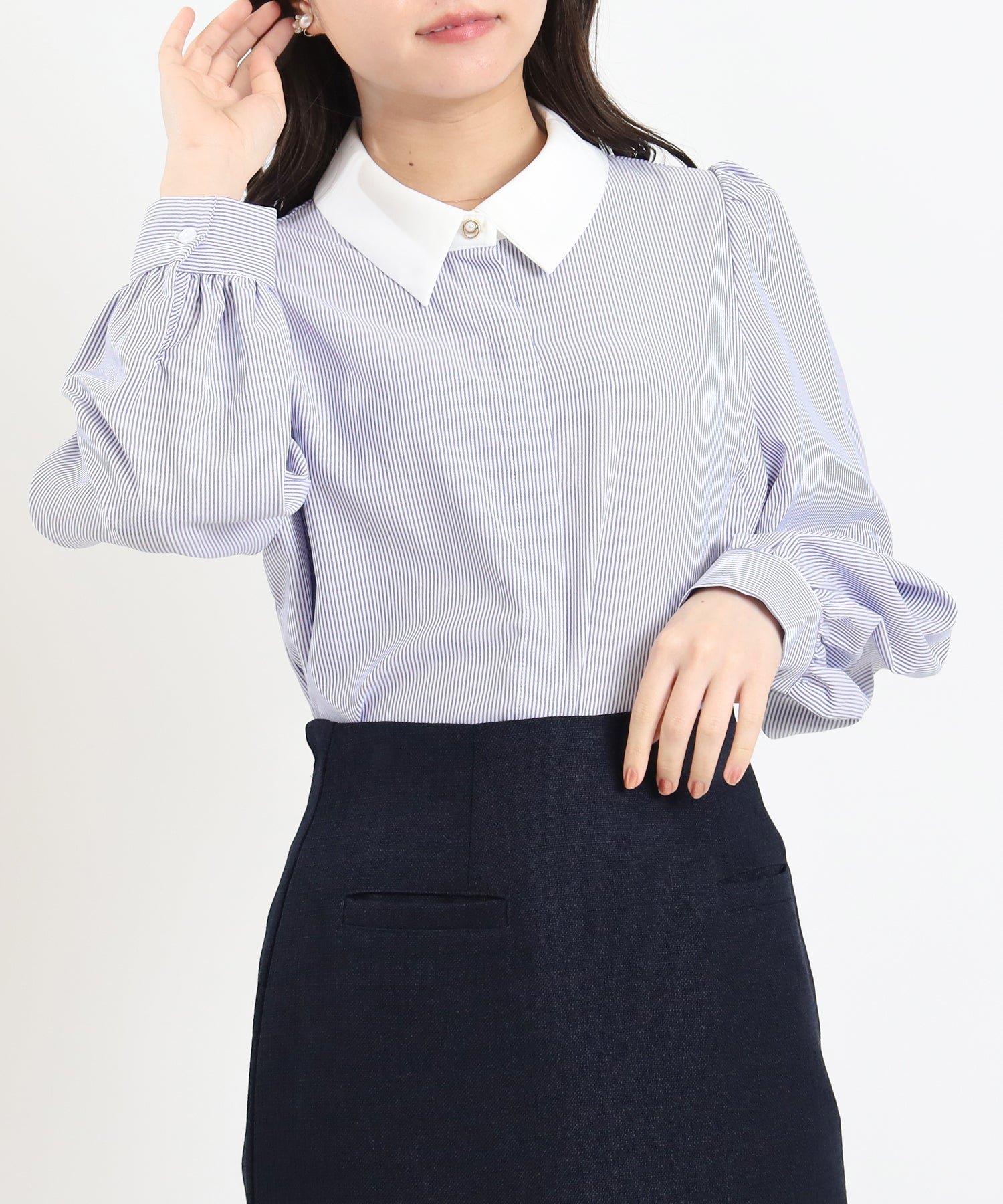 ホワイト×ブルー model:156 着用サイズ:M ボウタイなし