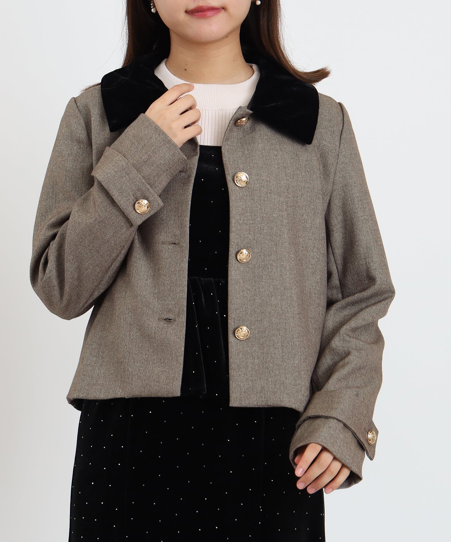 ブラウン(千鳥格子柄) model:156 着用サイズ:M