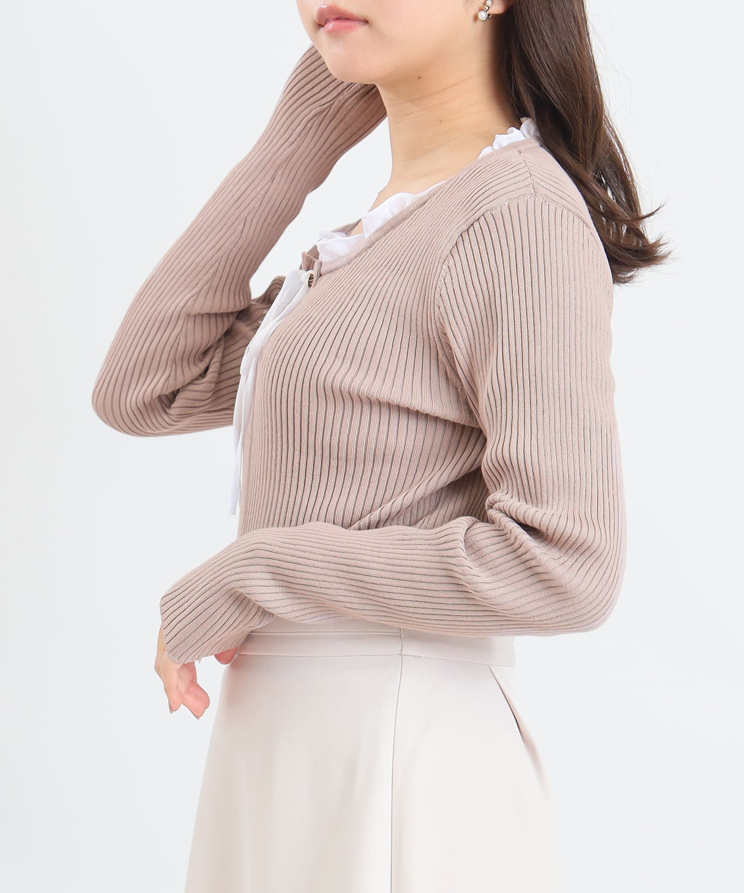 ピンクベージュ model:156cm 着用サイズ:M