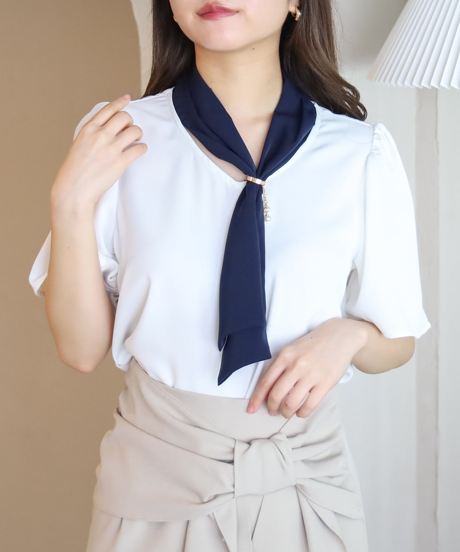 ホワイト×ネイビー model:156 着用サイズ:M
