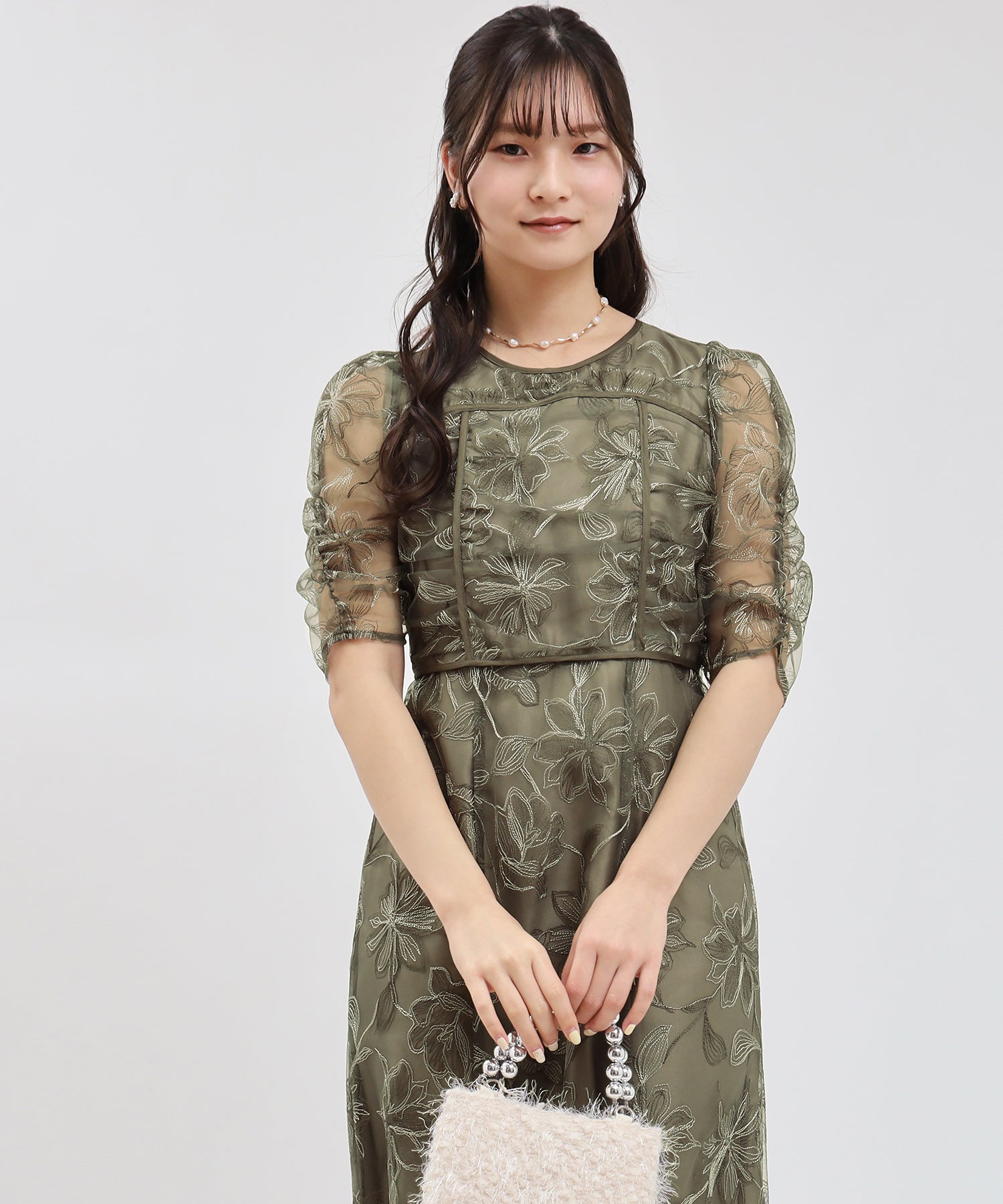 カーキ model:160cm/骨格ウェーブ 着用サイズ:M