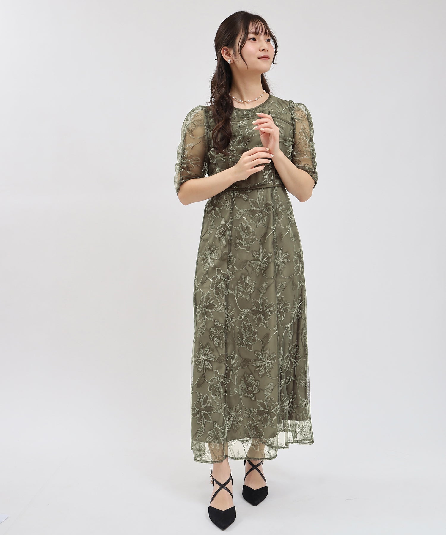 カーキ model:160cm/骨格ウェーブ 着用サイズ:M