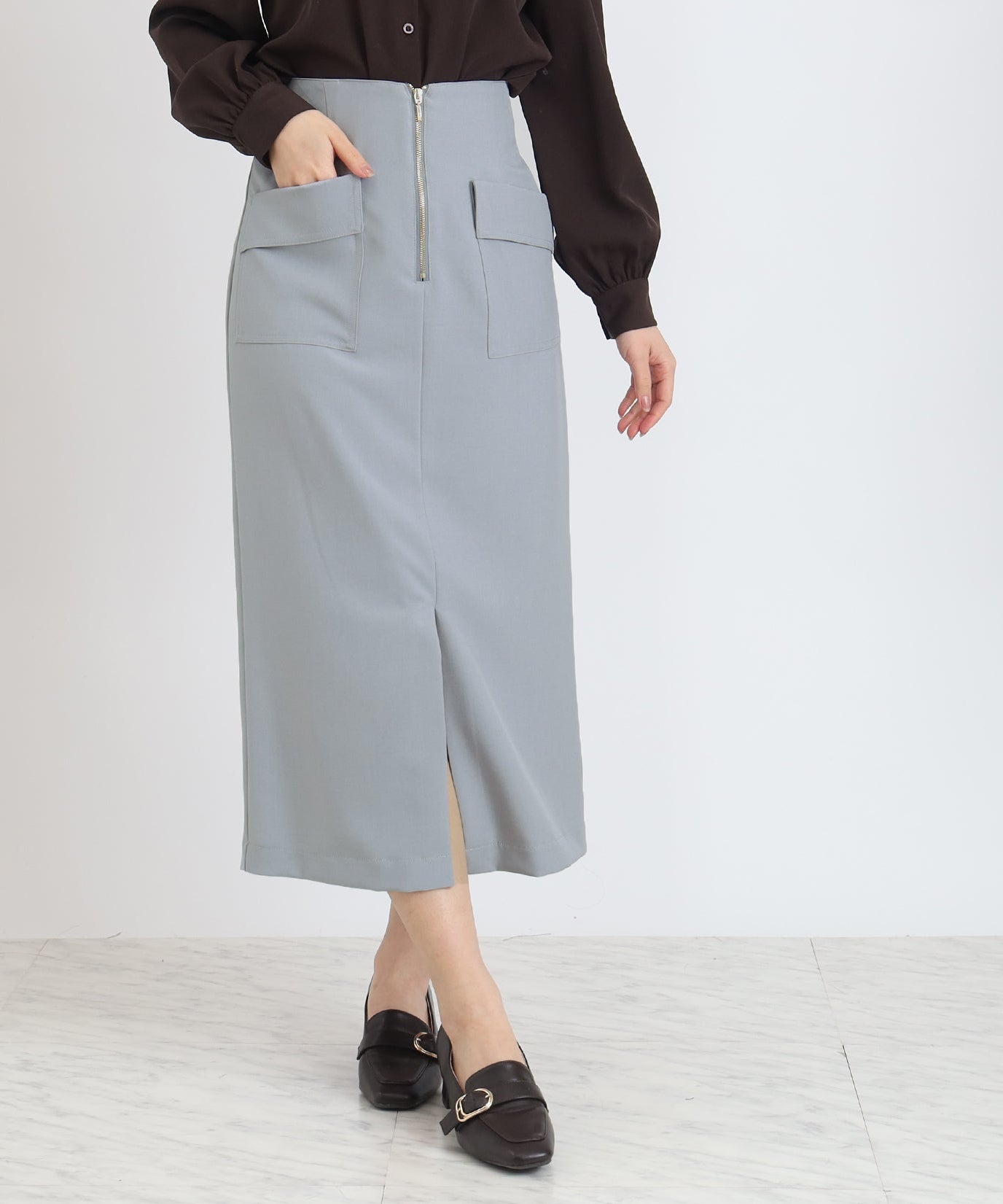 フロントジップポケットタイトスカート