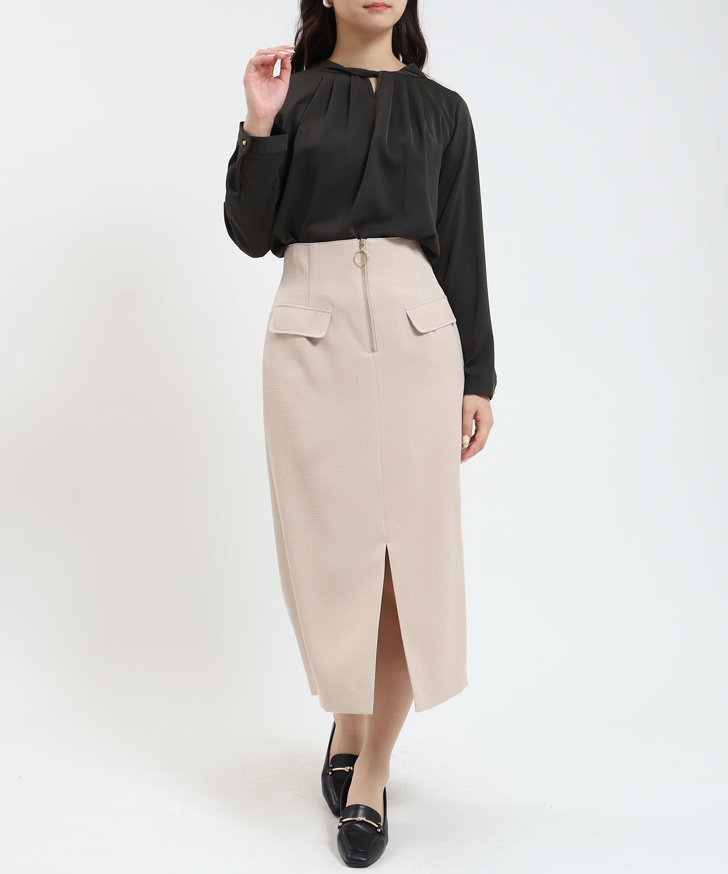 ブラウン model:160cm/骨格ウェーブ 着用サイズ:M