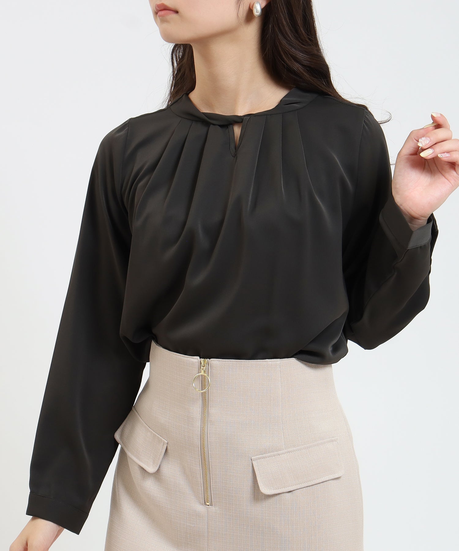 ブラウン model:160cm/骨格ウェーブ 着用サイズ:M