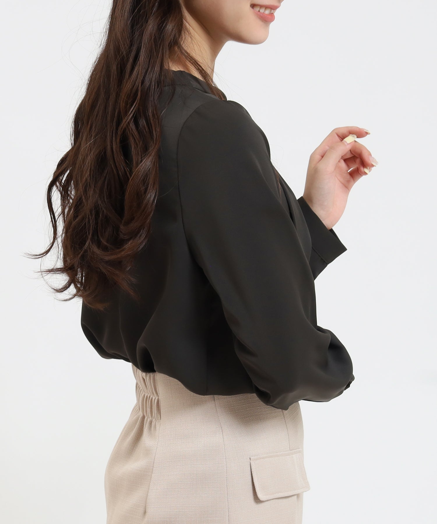 ブラウン model:160cm/骨格ウェーブ 着用サイズ:M