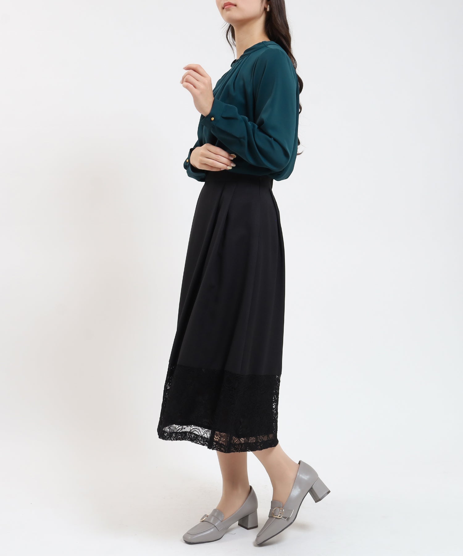 ブルーグリーン model:160cm/骨格ウェーブ 着用サイズ:M