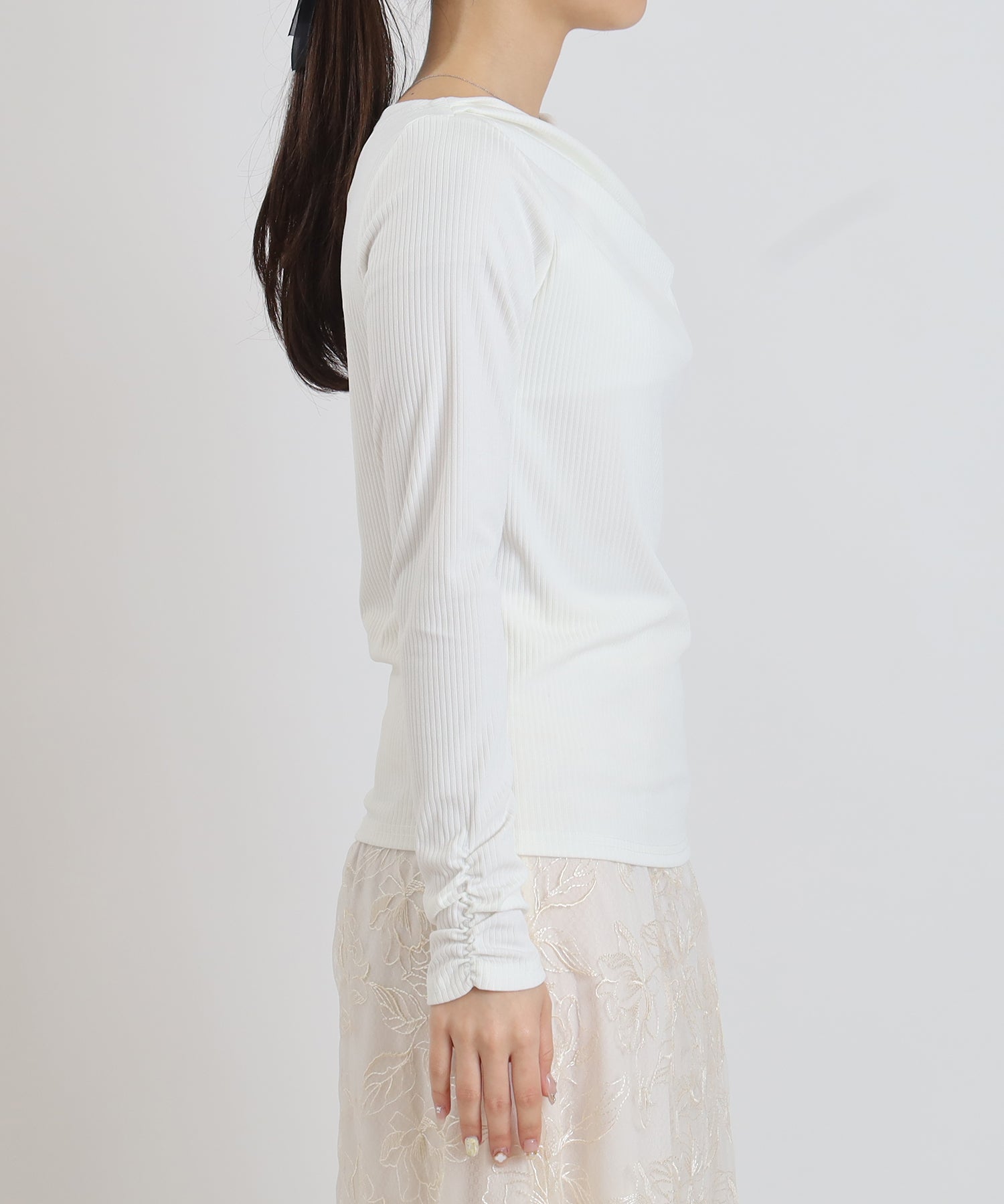 (オンラインショップ先行入荷)アシメドレープバンテージカットソー