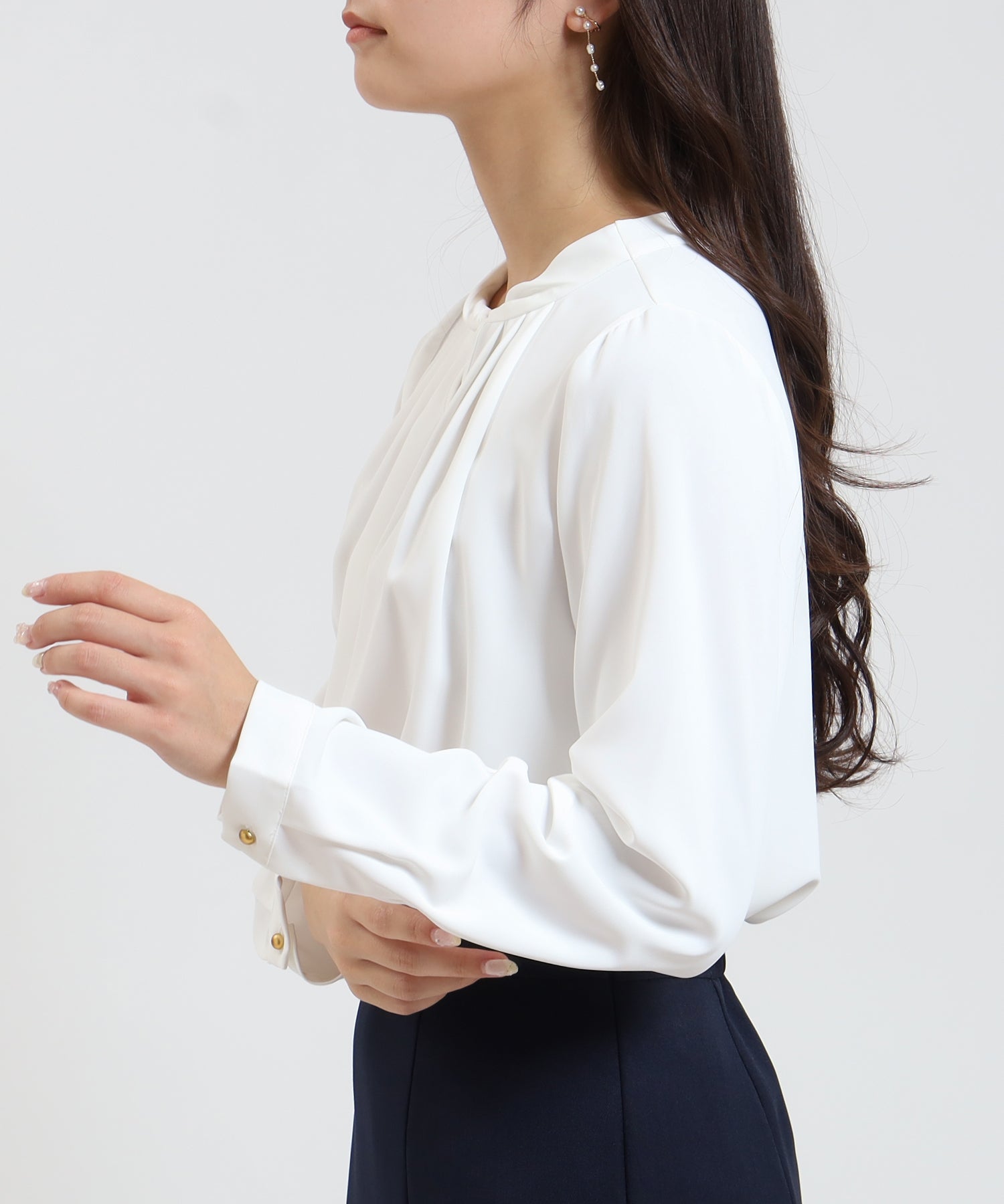 ホワイト model:160cm/骨格ウェーブ 着用サイズ:M