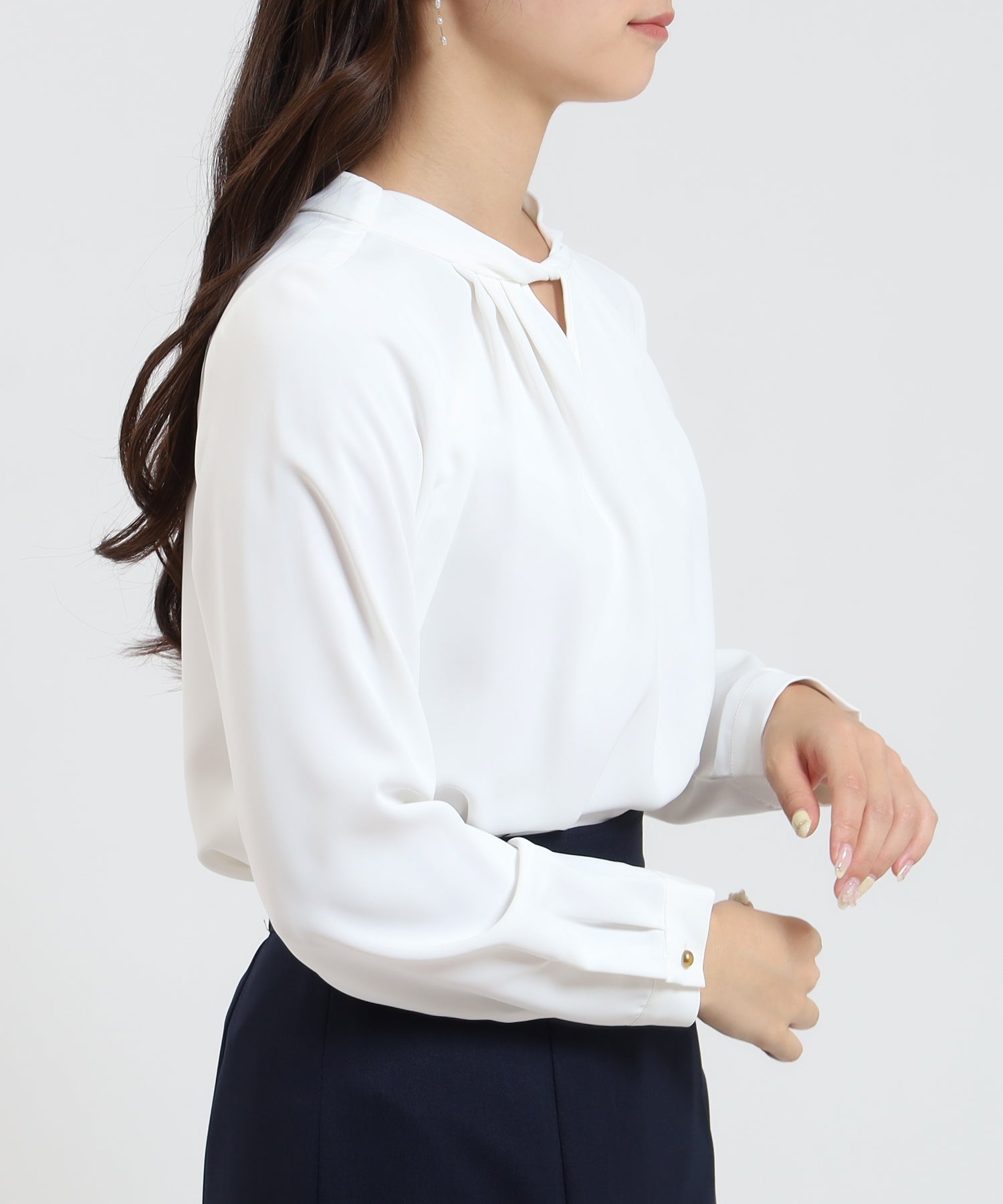 ホワイト model:160cm/骨格ウェーブ 着用サイズ:M