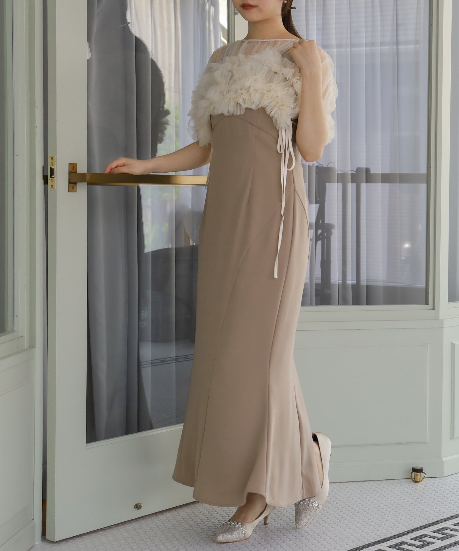 ベージュ model:155cm/骨格ウェーブ 着用サイズ:M