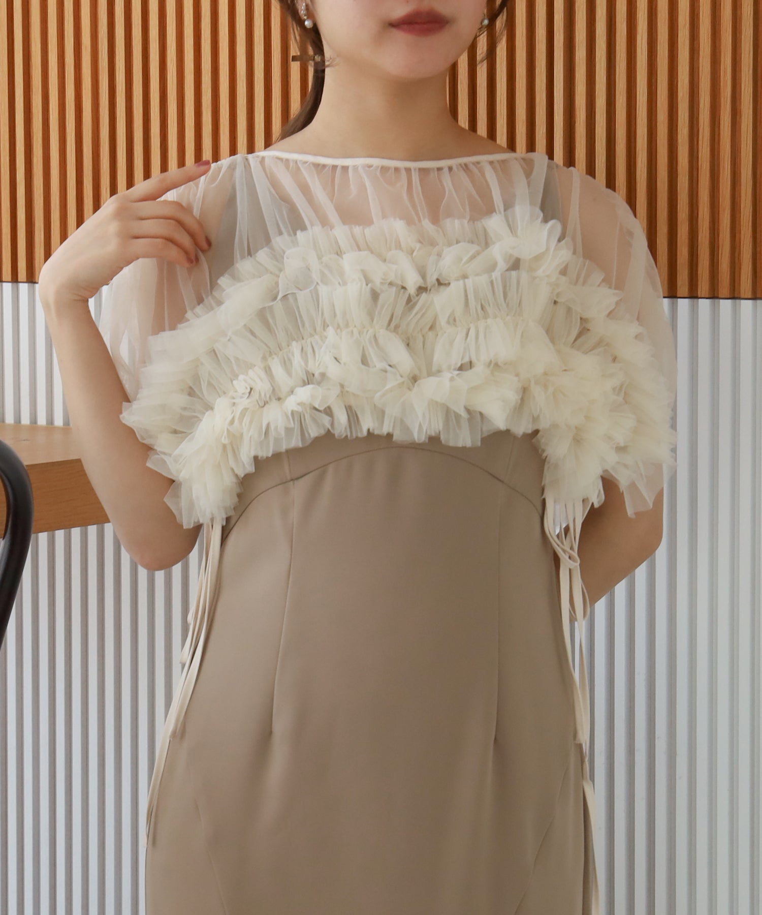 ベージュ model:155cm/骨格ウェーブ 着用サイズ:M