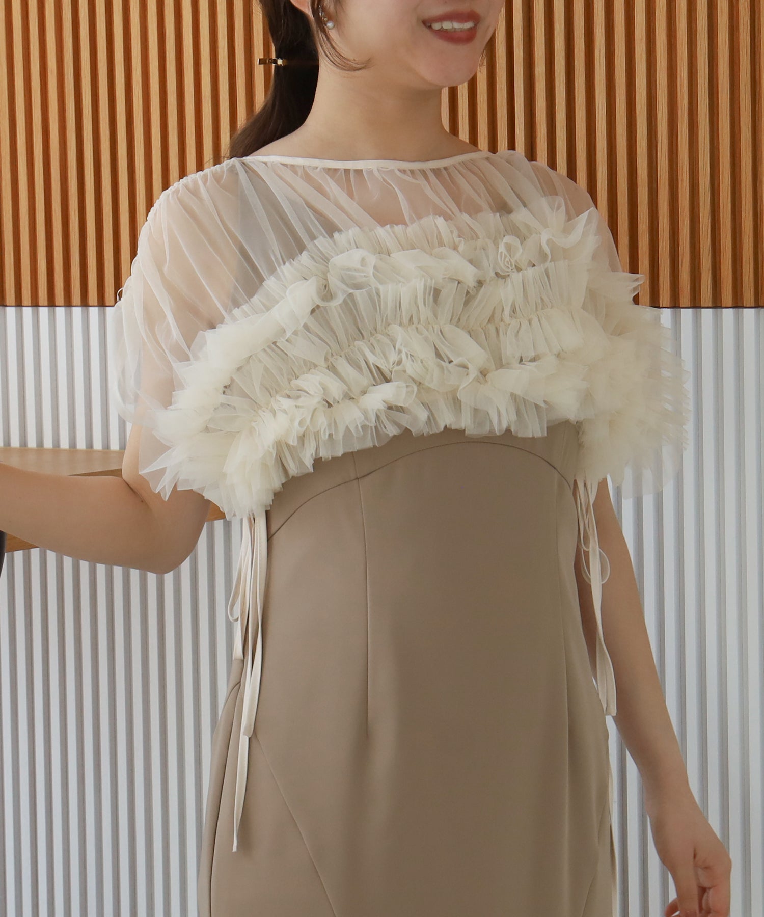 ベージュ model:155cm/骨格ウェーブ 着用サイズ:M