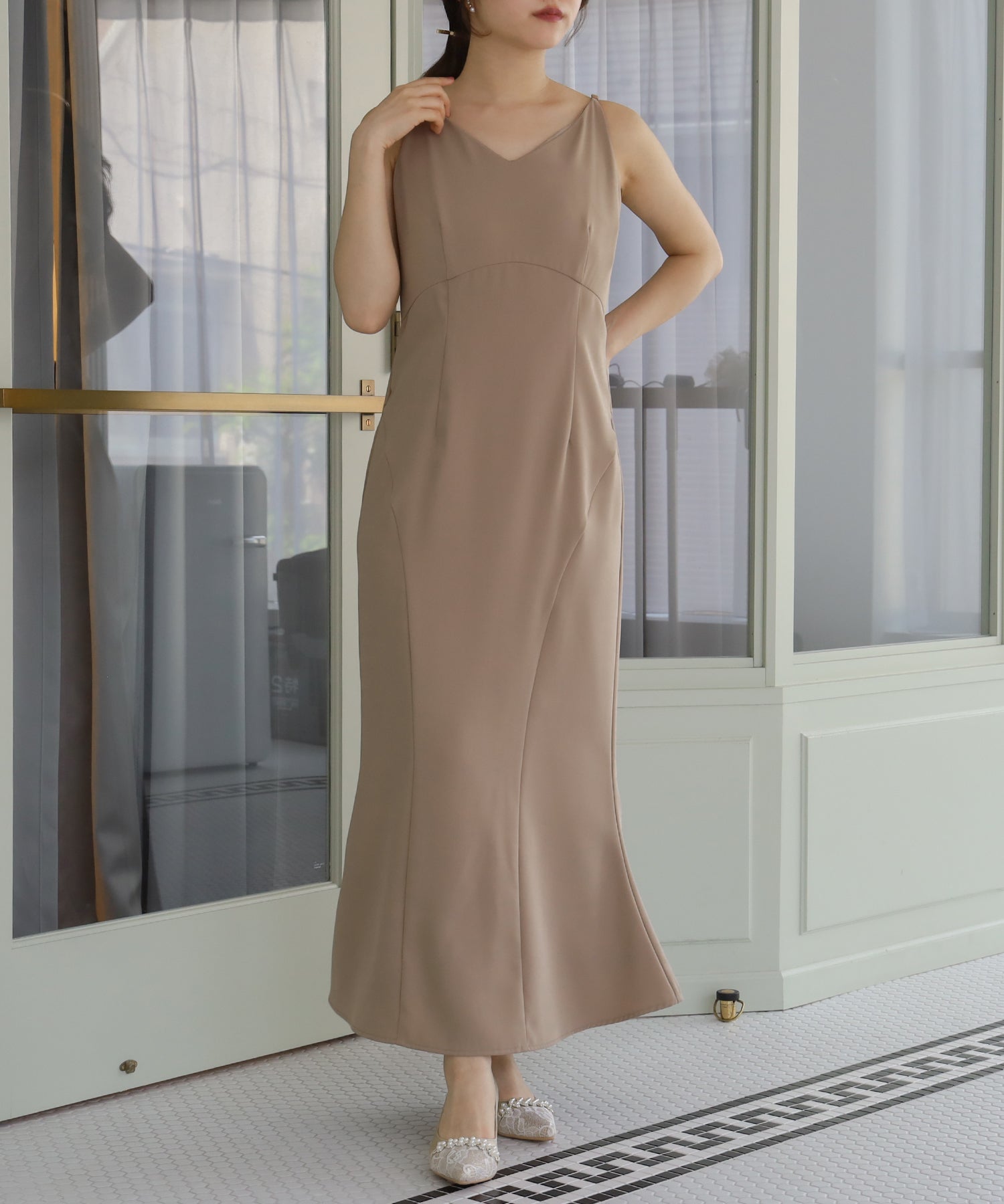 ベージュ model:155cm/骨格ウェーブ 着用サイズ:M