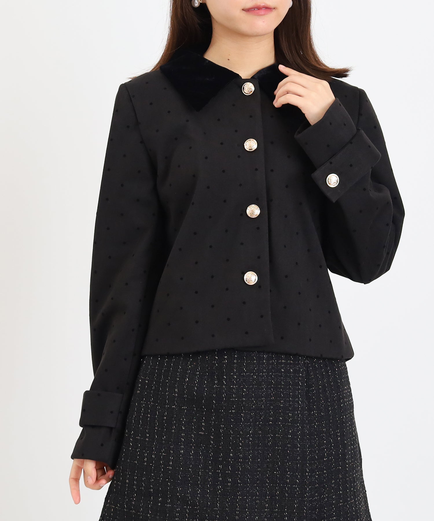 ブラック(ドット柄) model:156 着用サイズ:M