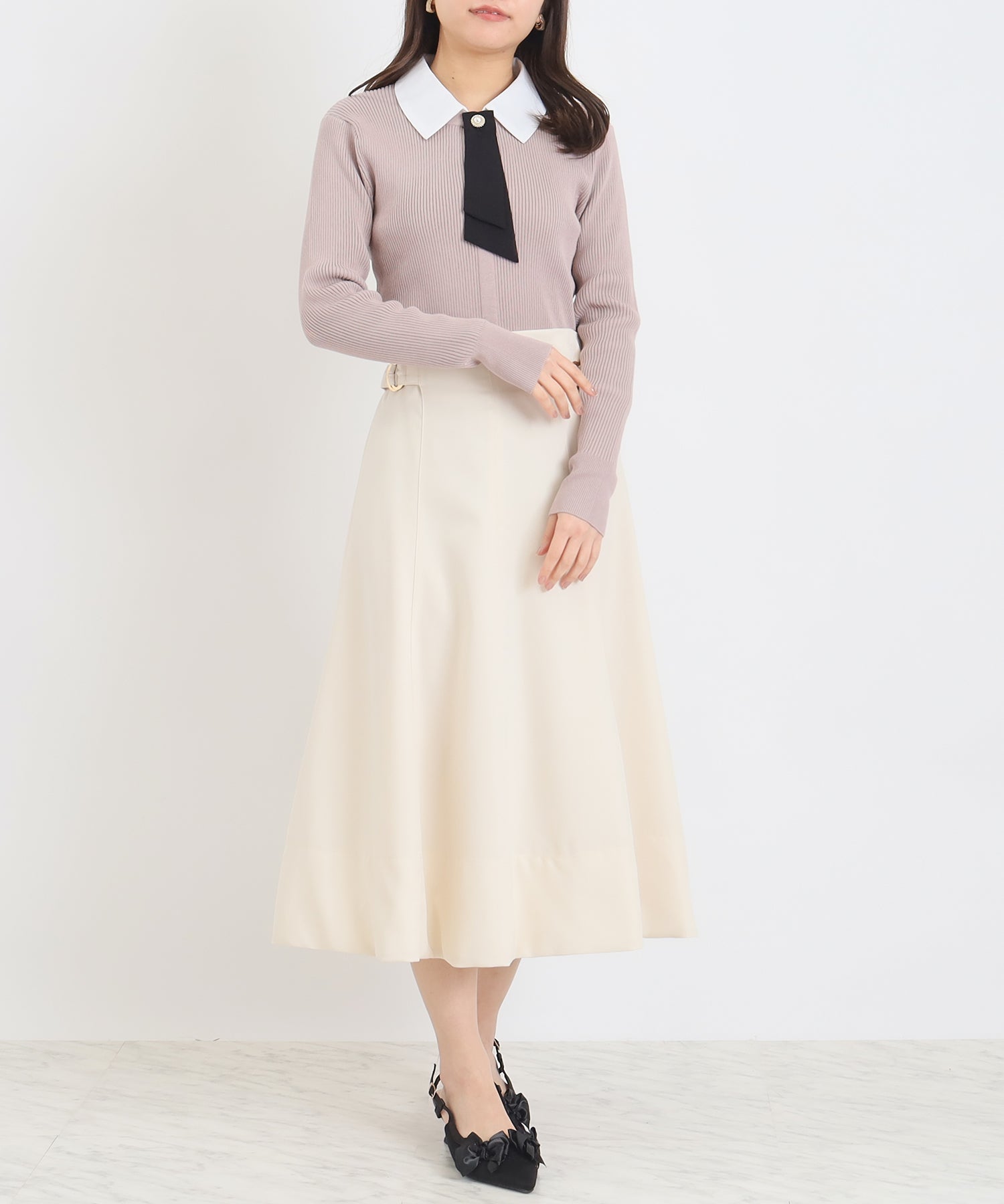 ピンクベージュ model:156cm 着用サイズ:M