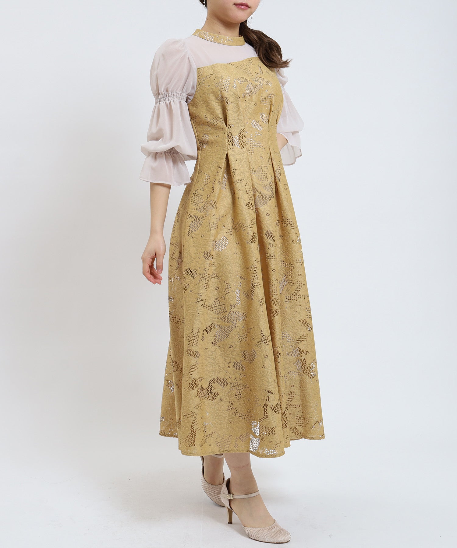 イエロー model:155cm/骨格ウェーブ 着用サイズ:M