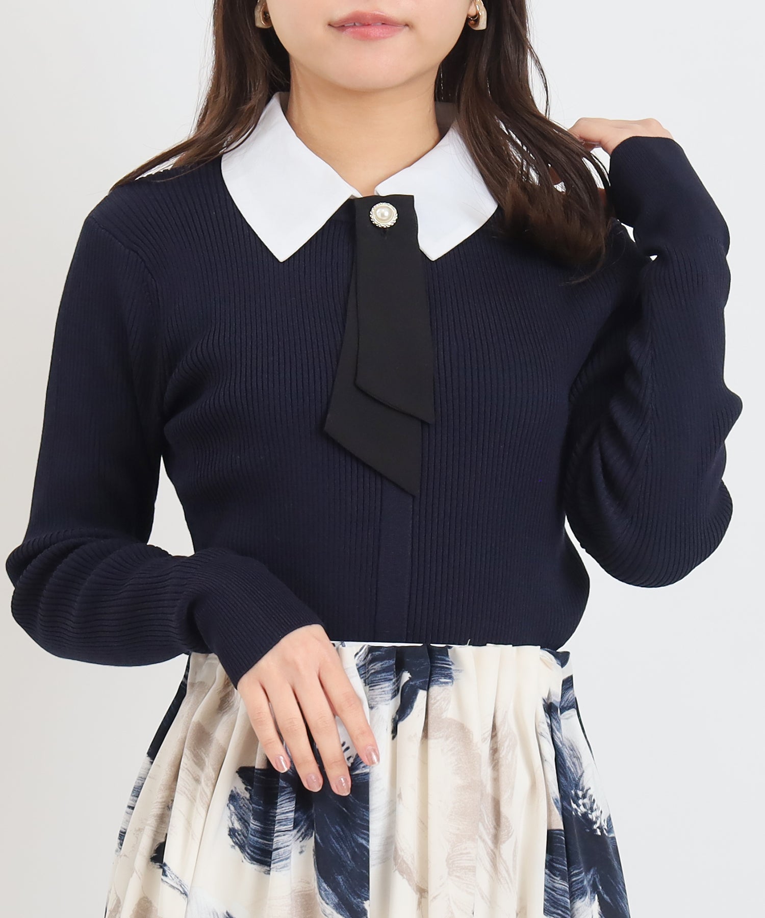 ネイビー(襟ホワイト) model:156cm 着用サイズ:M