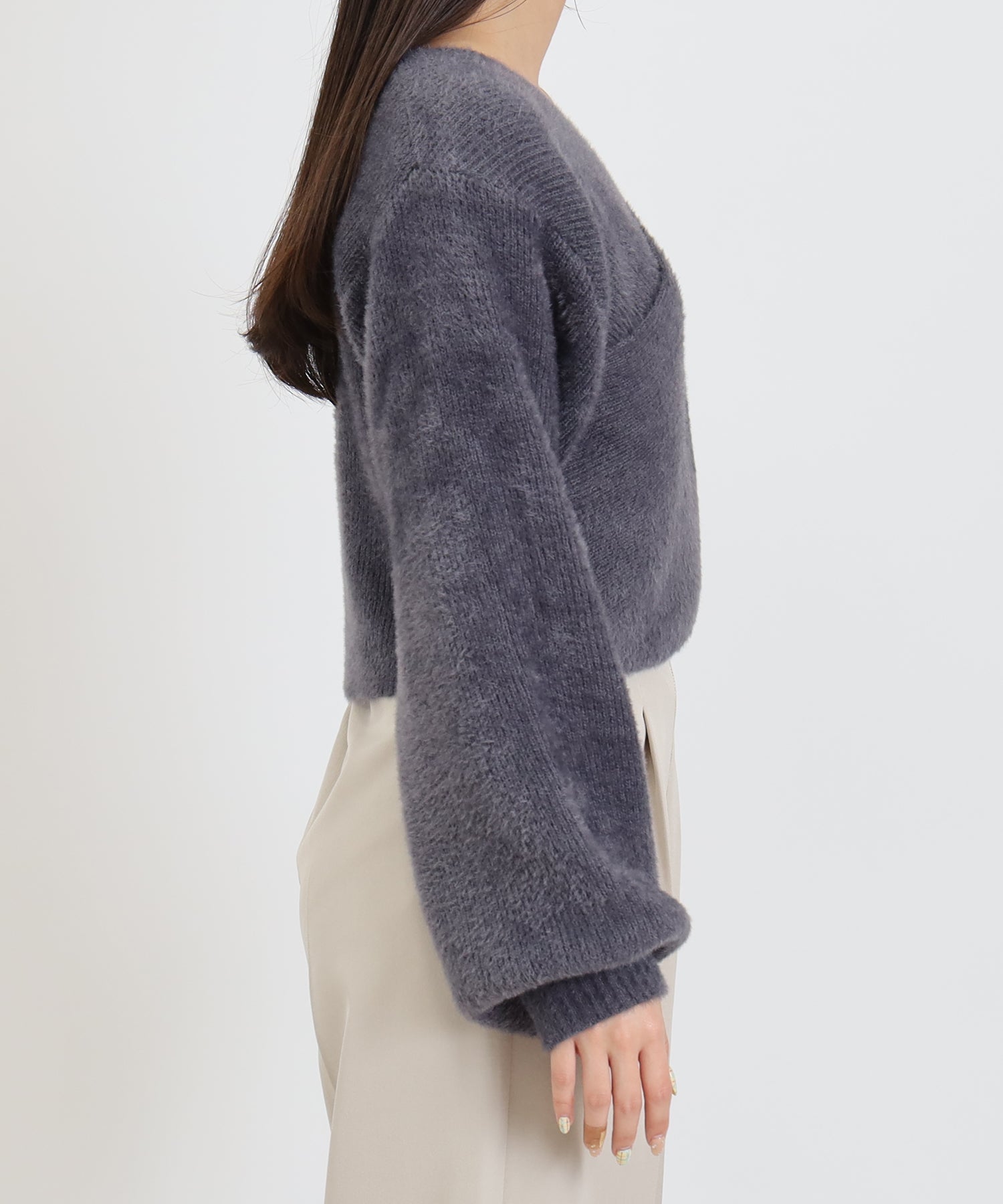 シャギーカシュクールニット