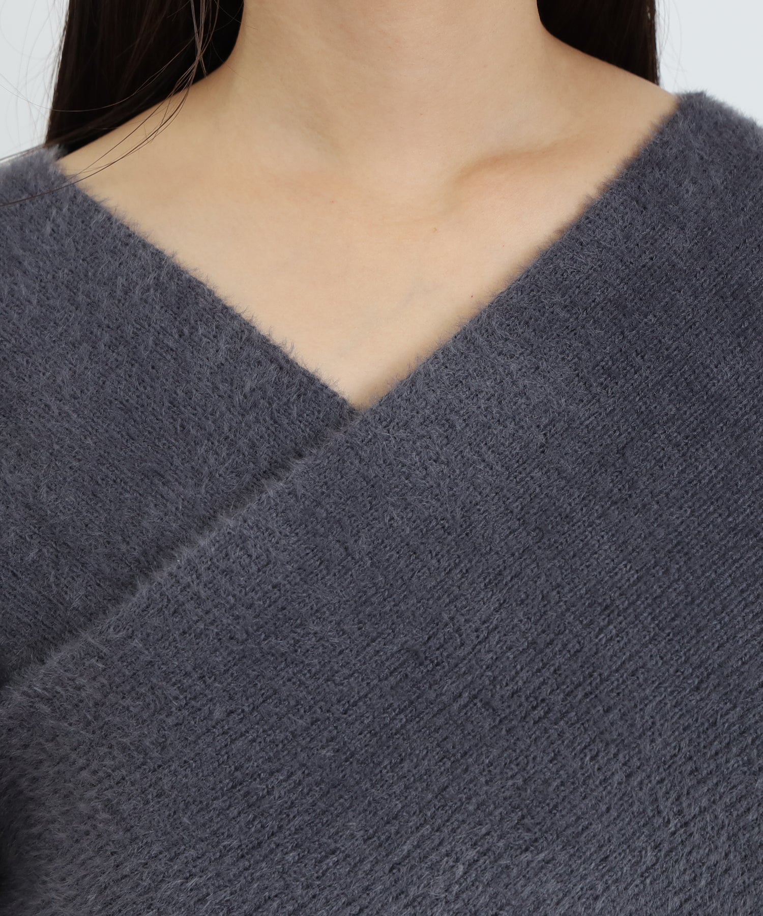 シャギーカシュクールニット