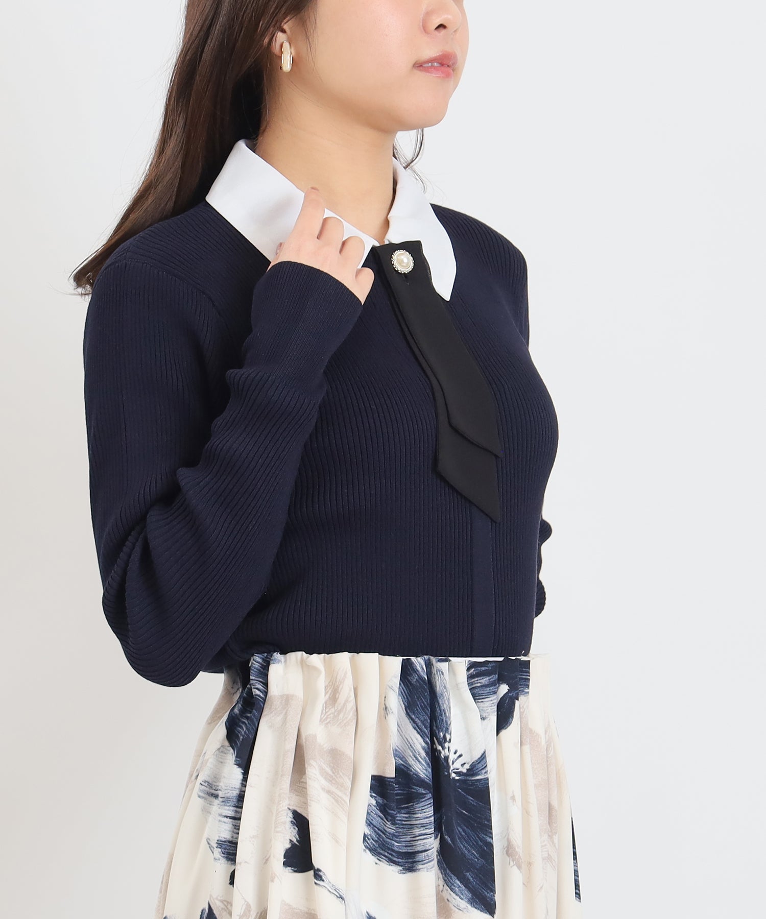 ネイビー(襟ホワイト) model:156cm 着用サイズ:M