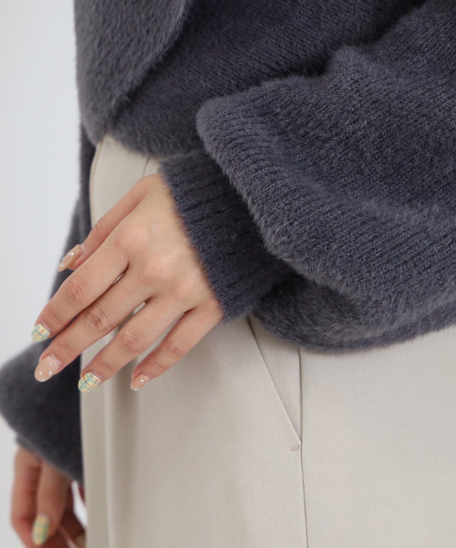 シャギーカシュクールニット