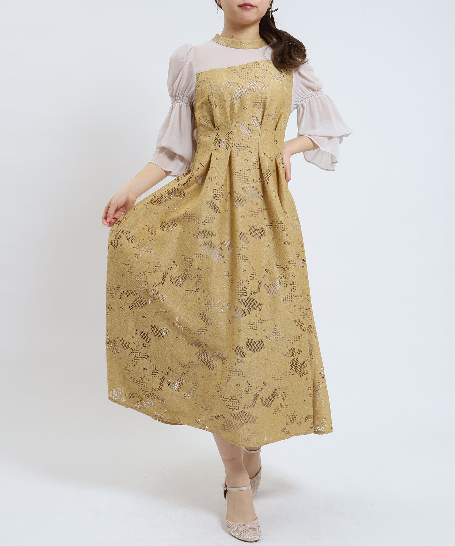 イエロー model:155cm/骨格ウェーブ 着用サイズ:M