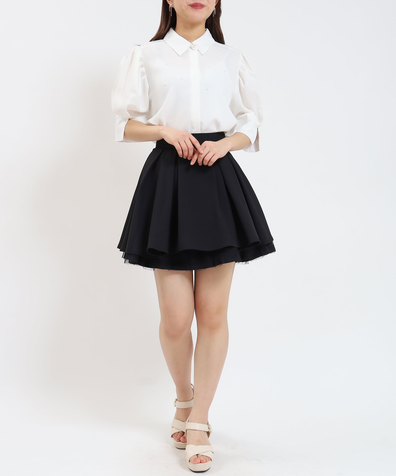 ブラック model:155cm/骨格ウェーブ 着用サイズ:S