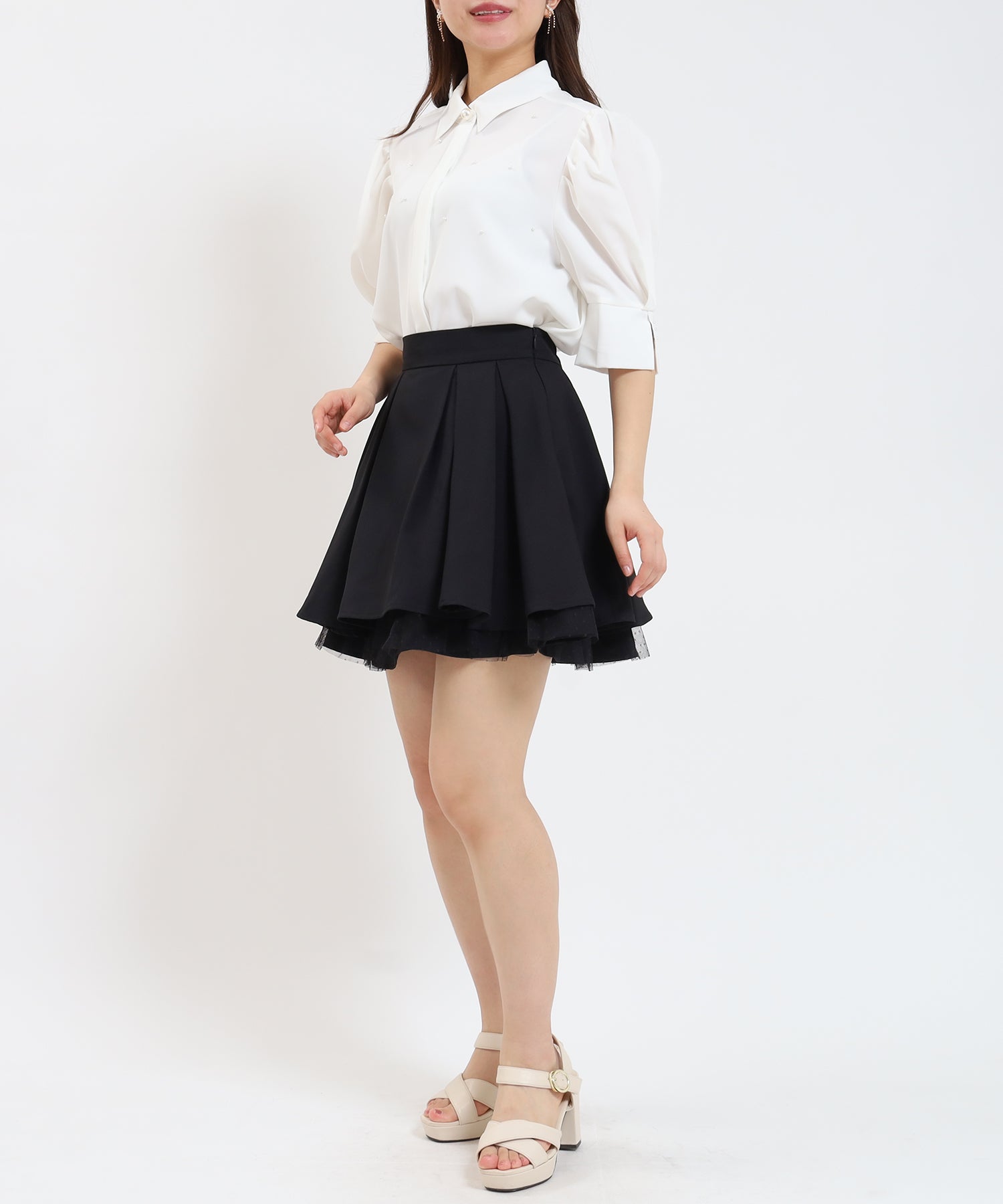 ブラック model:155cm/骨格ウェーブ 着用サイズ:S