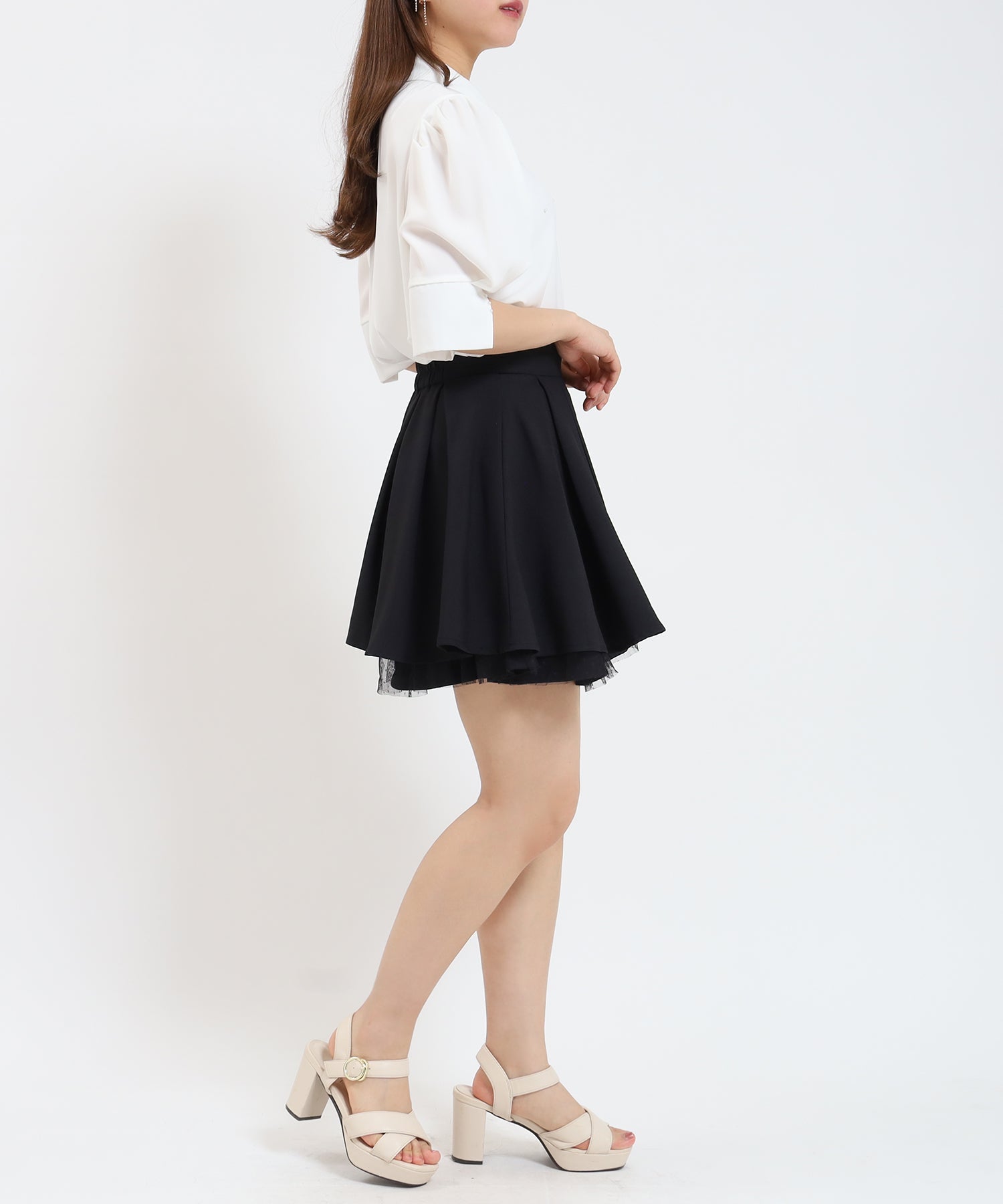 ブラック model:155cm/骨格ウェーブ 着用サイズ:S