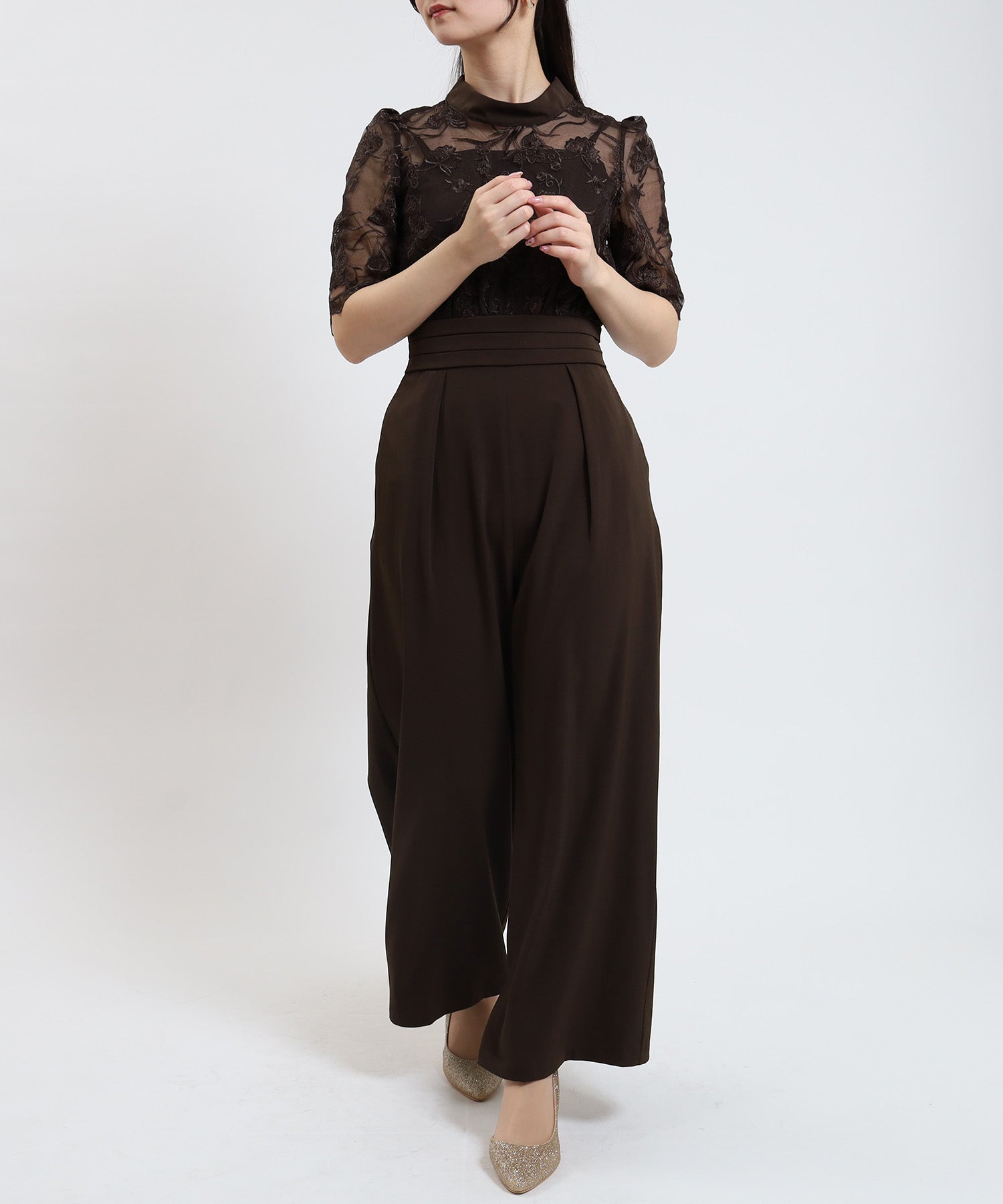 ブラウン model:160cm/骨格ウェーブ 着用サイズ:M