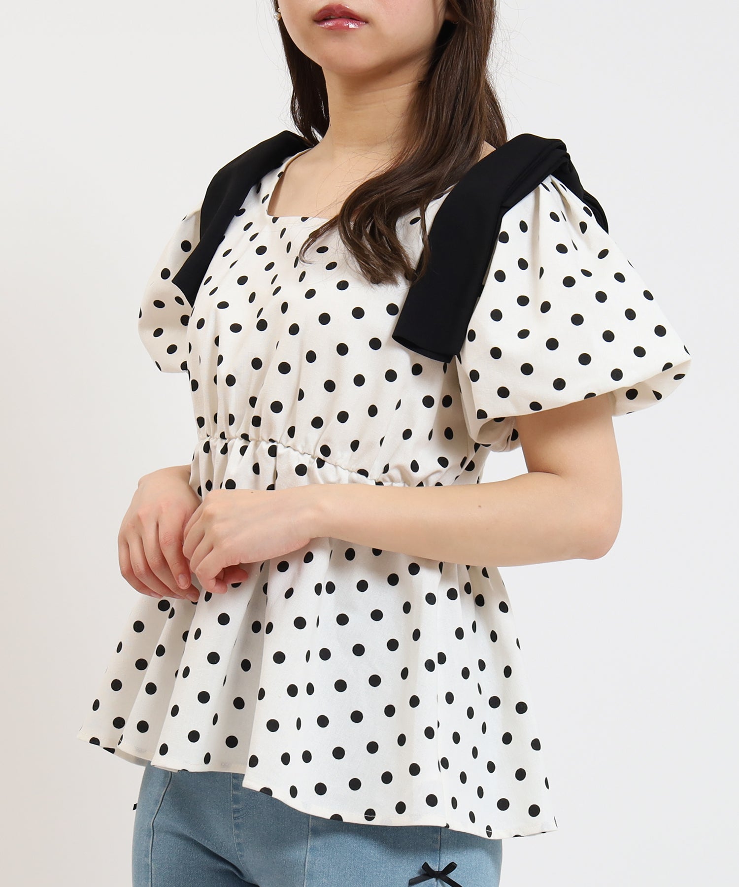 ホワイト model:155cm/骨格ウェーブ 着用サイズ:M