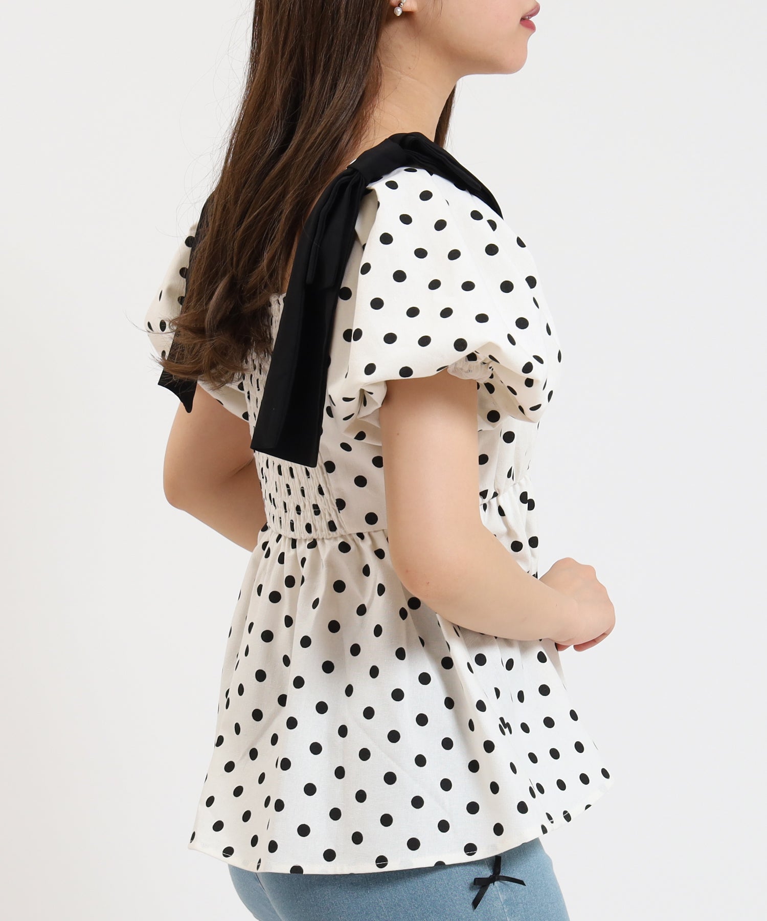 ホワイト model:155cm/骨格ウェーブ 着用サイズ:M