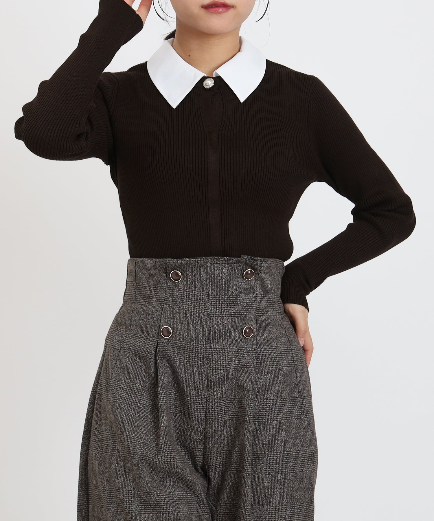 (ボウタイなし) ブラウン model:156 着用サイズ:M
