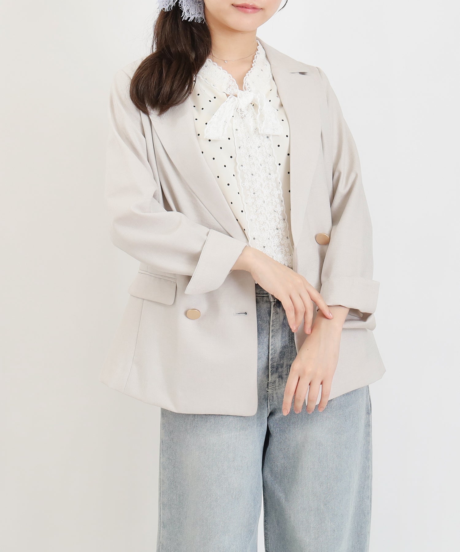 ライトグレー model:156cm 着用サイズ:S