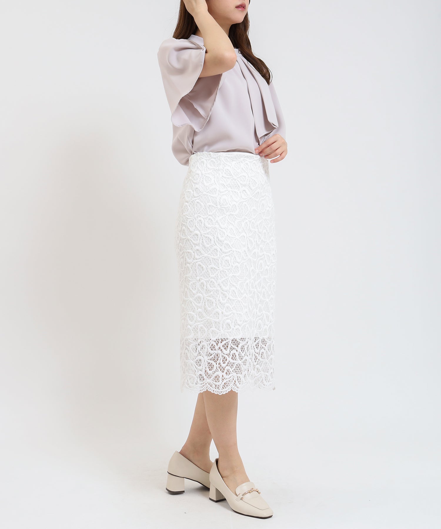 ホワイト model:155cm/骨格ウェーブ 着用サイズ:S