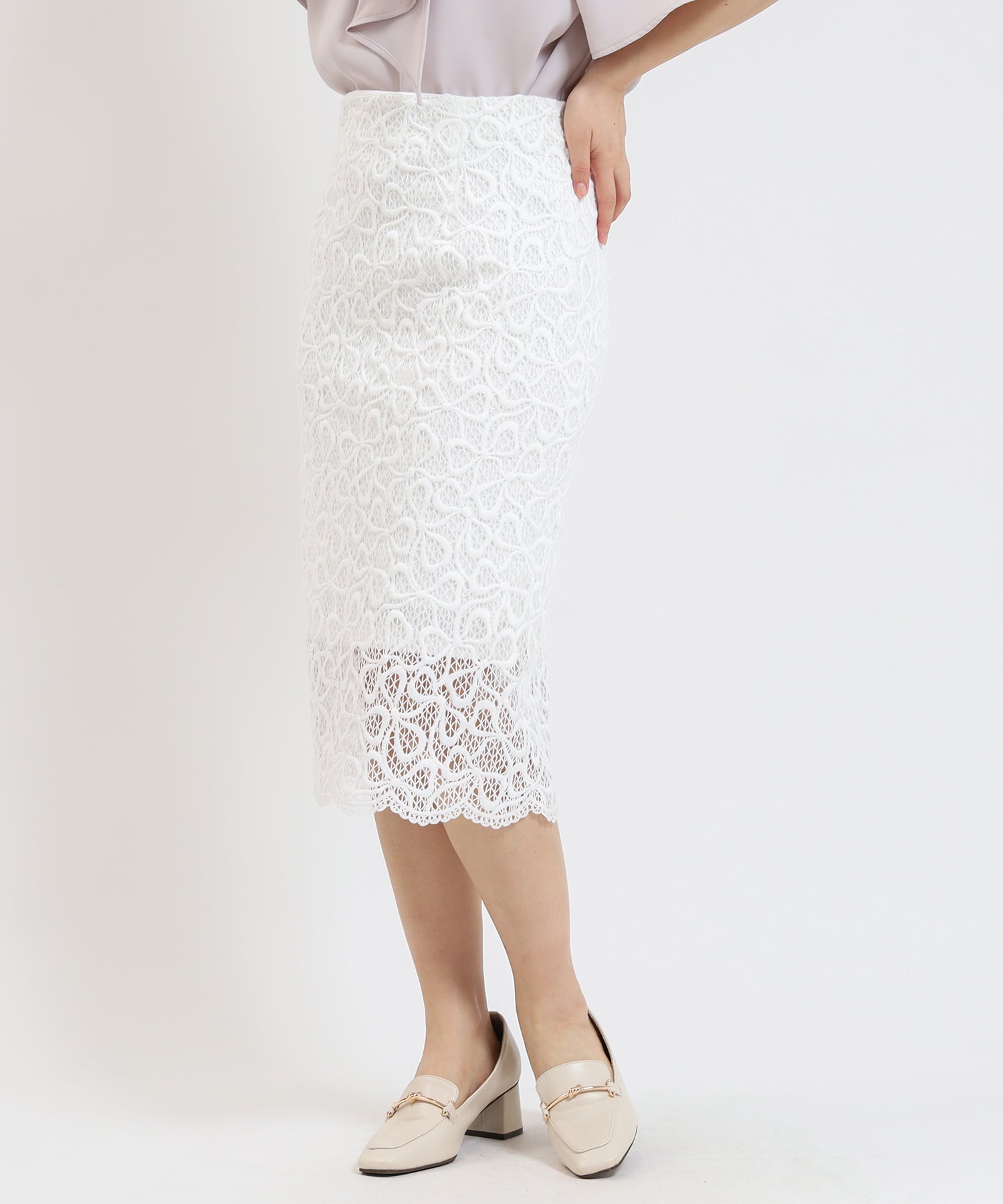 ホワイト model:155cm/骨格ウェーブ 着用サイズ:S