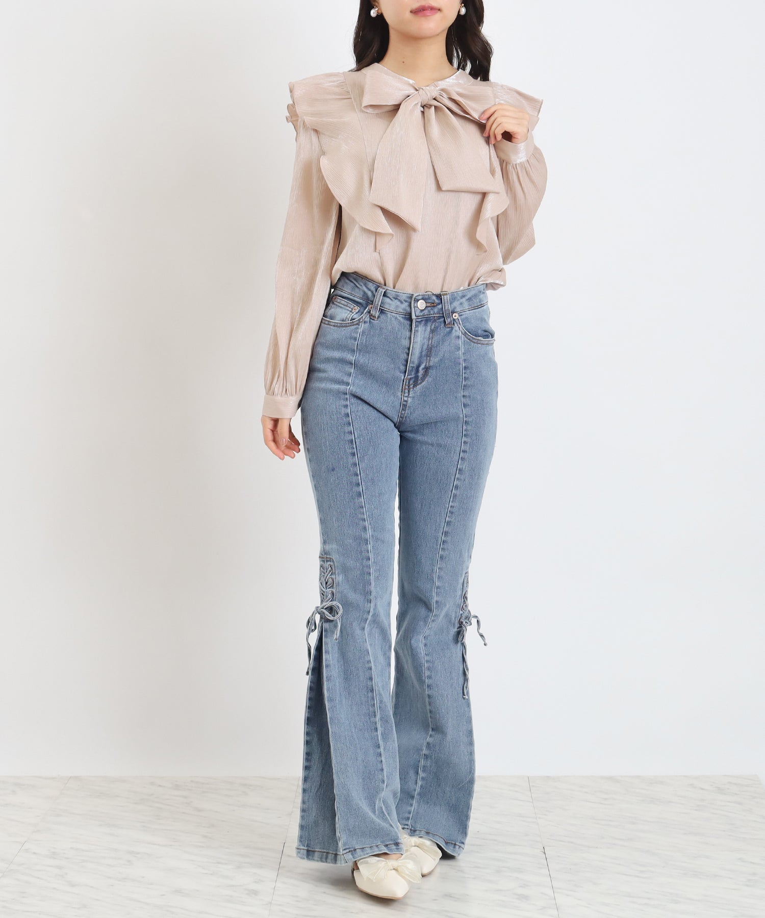 ピンクベージュ model:156 着用サイズ:M