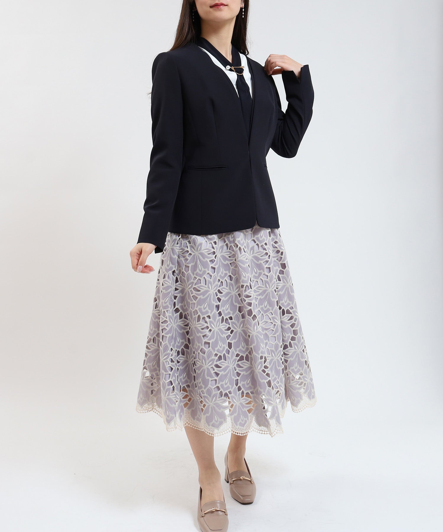 ネイビー model:160cm/骨格ウェーブ 着用サイズ:M