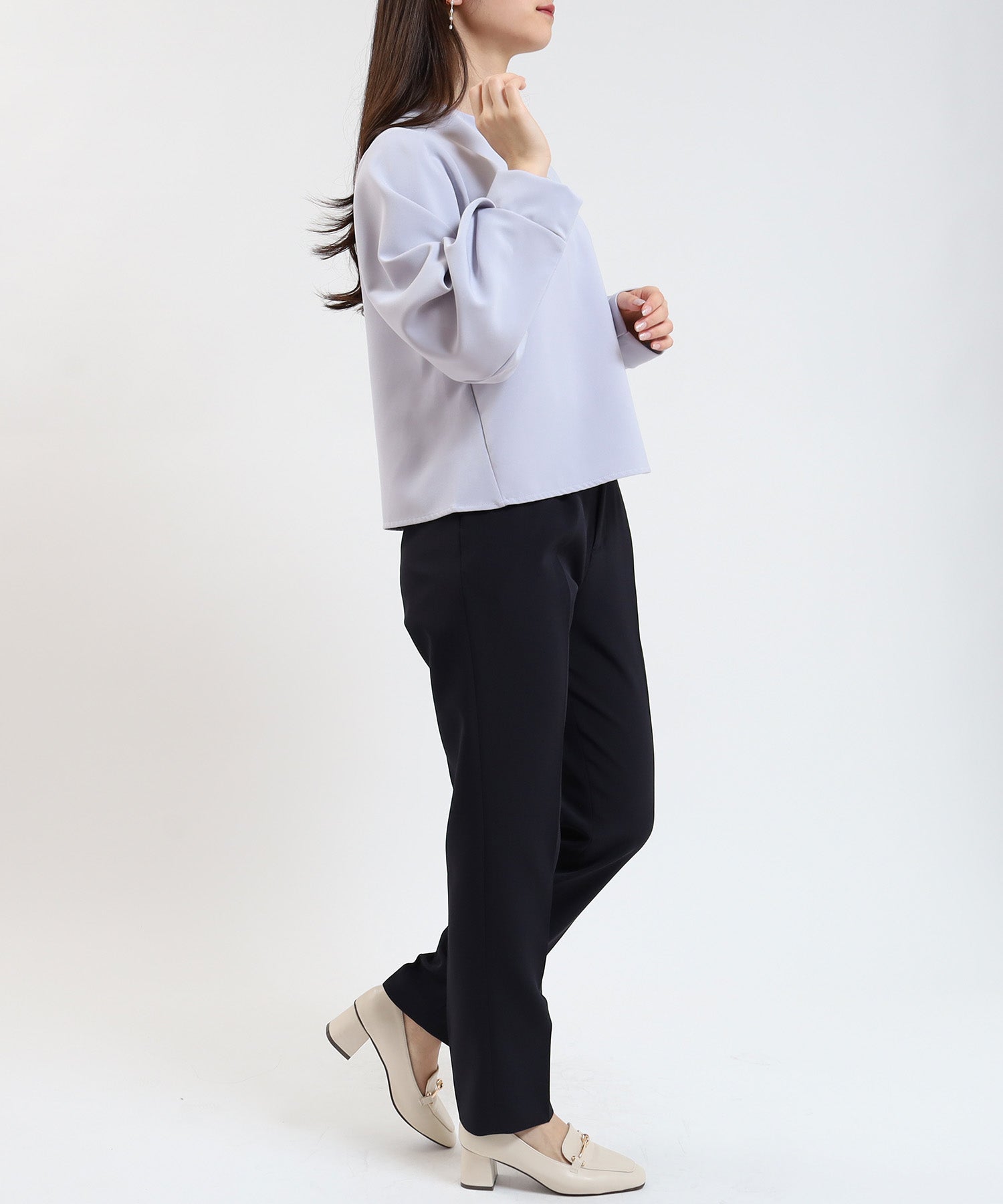 ネイビー model:160cm/骨格ウェーブ 着用サイズ:M